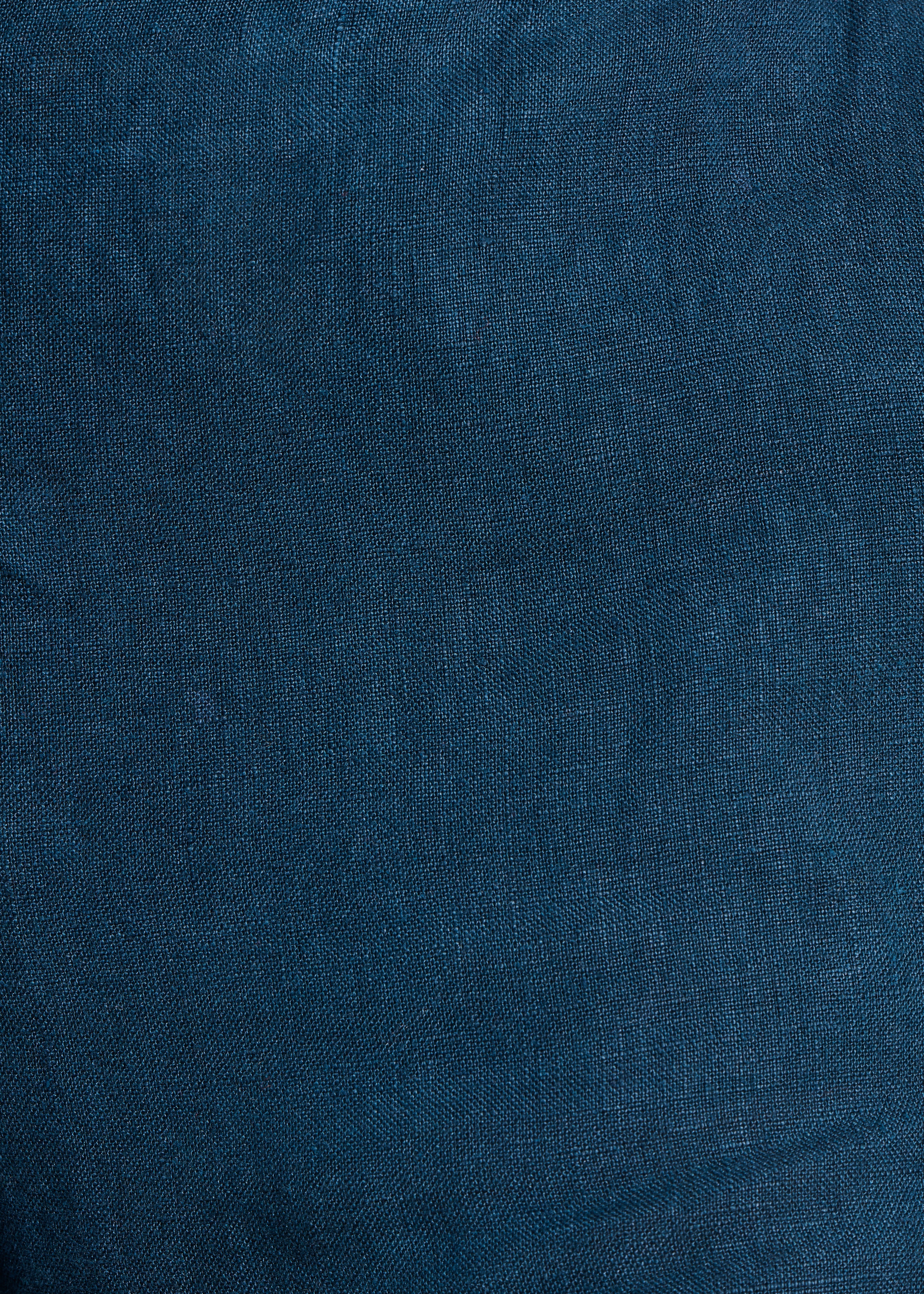 Pantaloni dritti e ampi blu petrolio in lino a vita alta