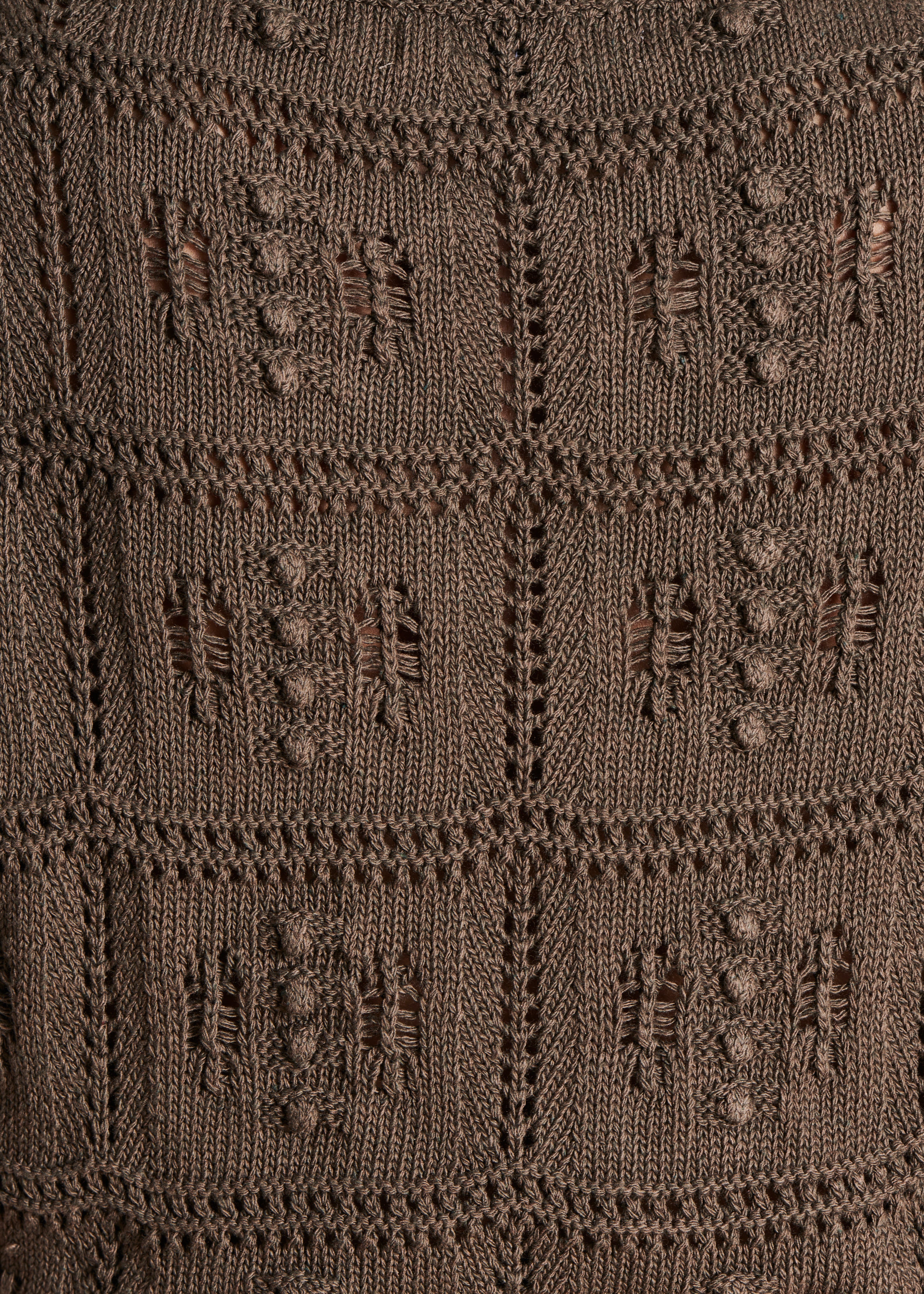 Suéter marrón de manga corta en punto de ganchillo La Fée Maraboutée