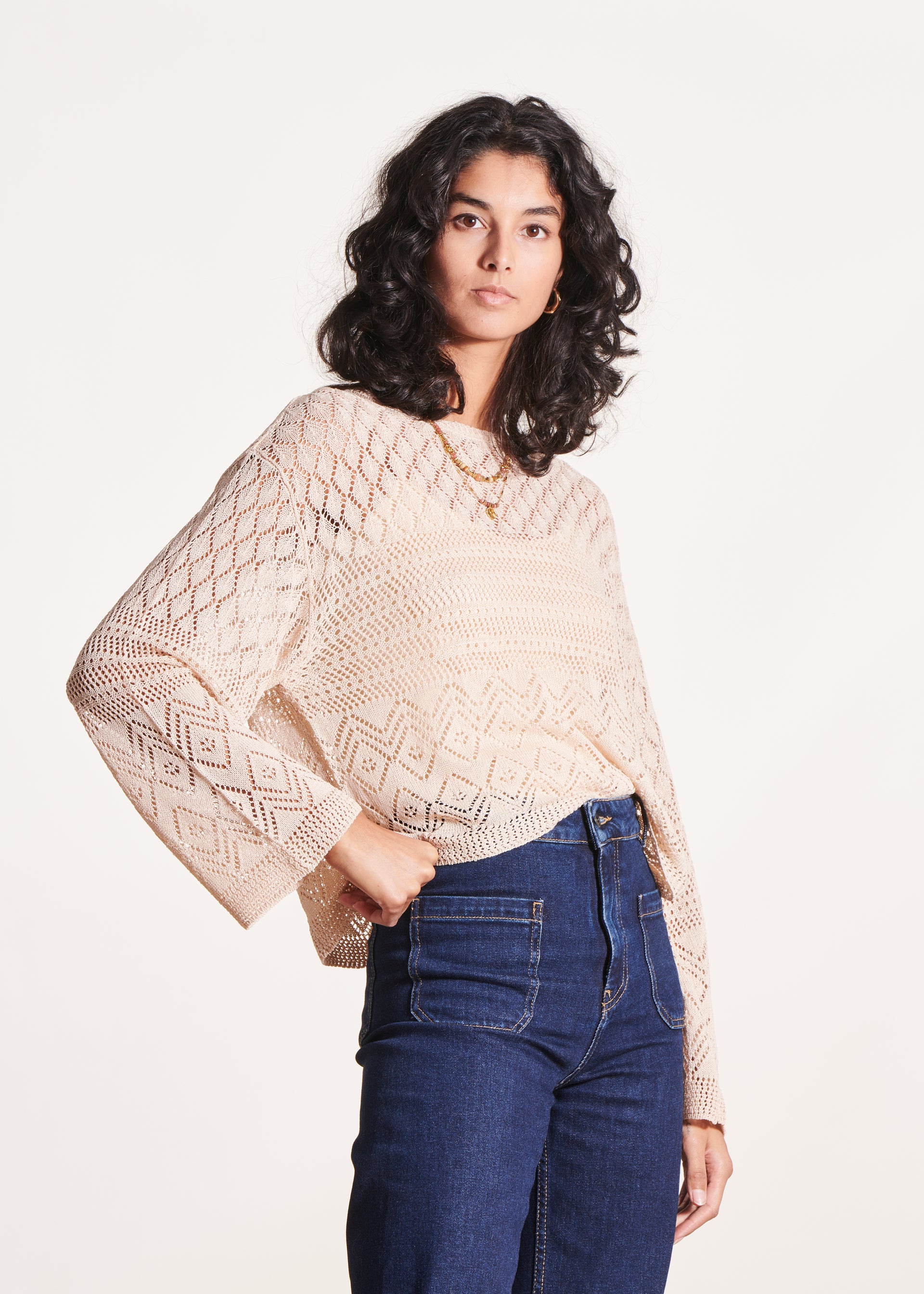 La Fée Maraboutée Folia Knit, Ecru/Blue