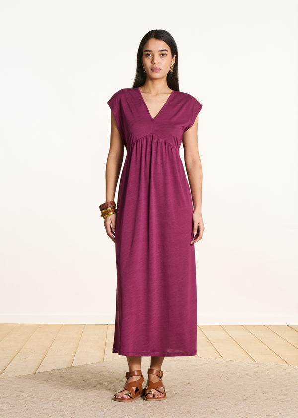 Robe Midi Fluide Violette Col V En Lyocell La F e Marabout e robe-midi-fluide-violette-col-v-en-lyocell-la-f-e-marabout-e