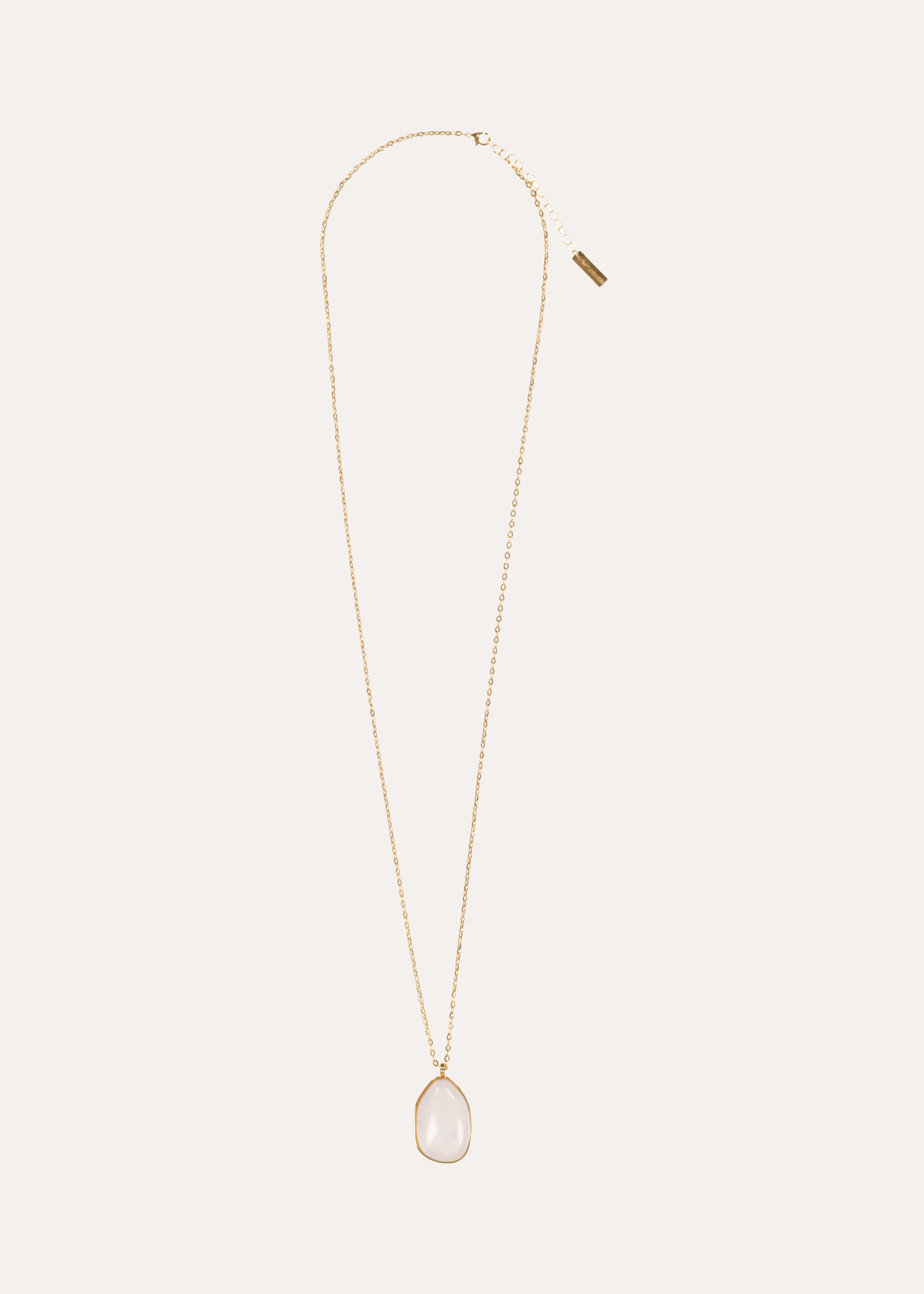 Collier sautoir doré pierre naturelle blanche