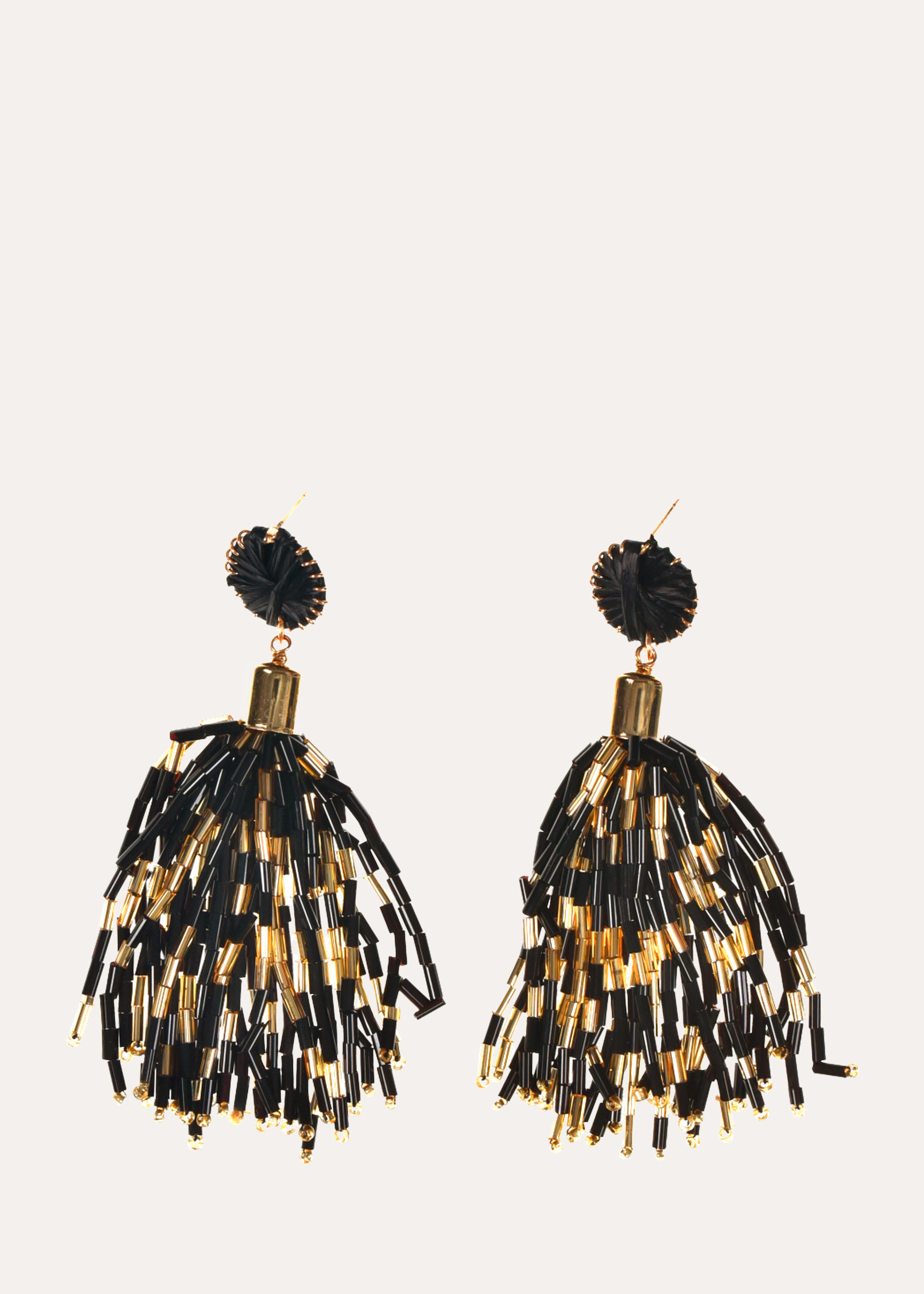 Boucles d'oreilles à perles noires et dorées