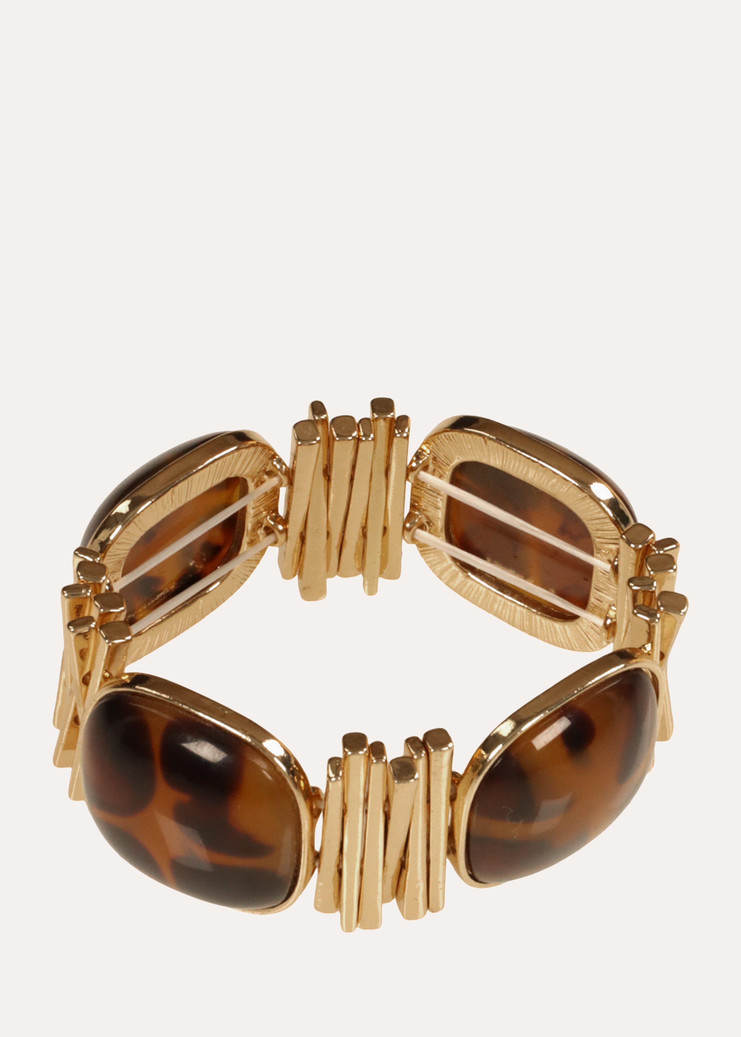 Bracelet doré élastiqué avec résine bicolore doré et marron