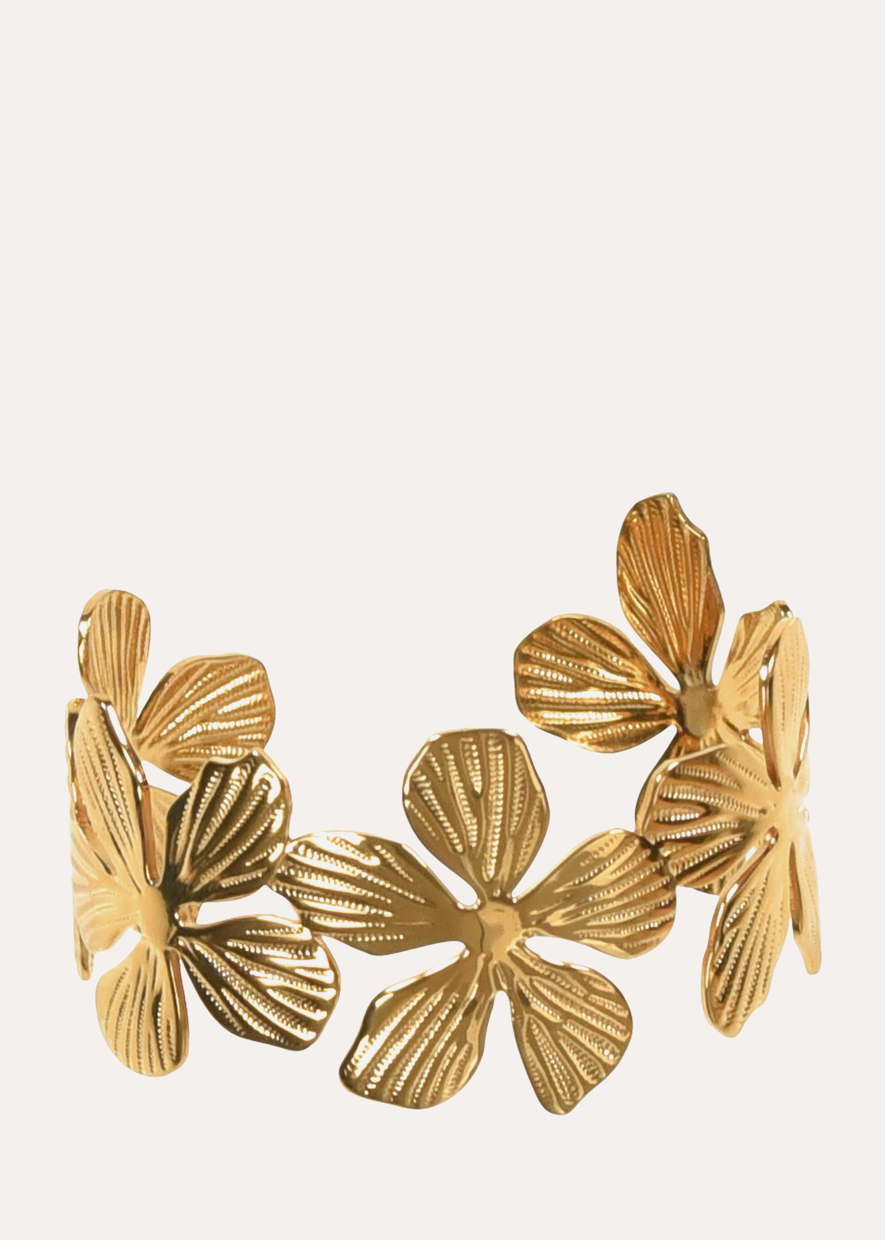 Bracelet jonc doré fleurs