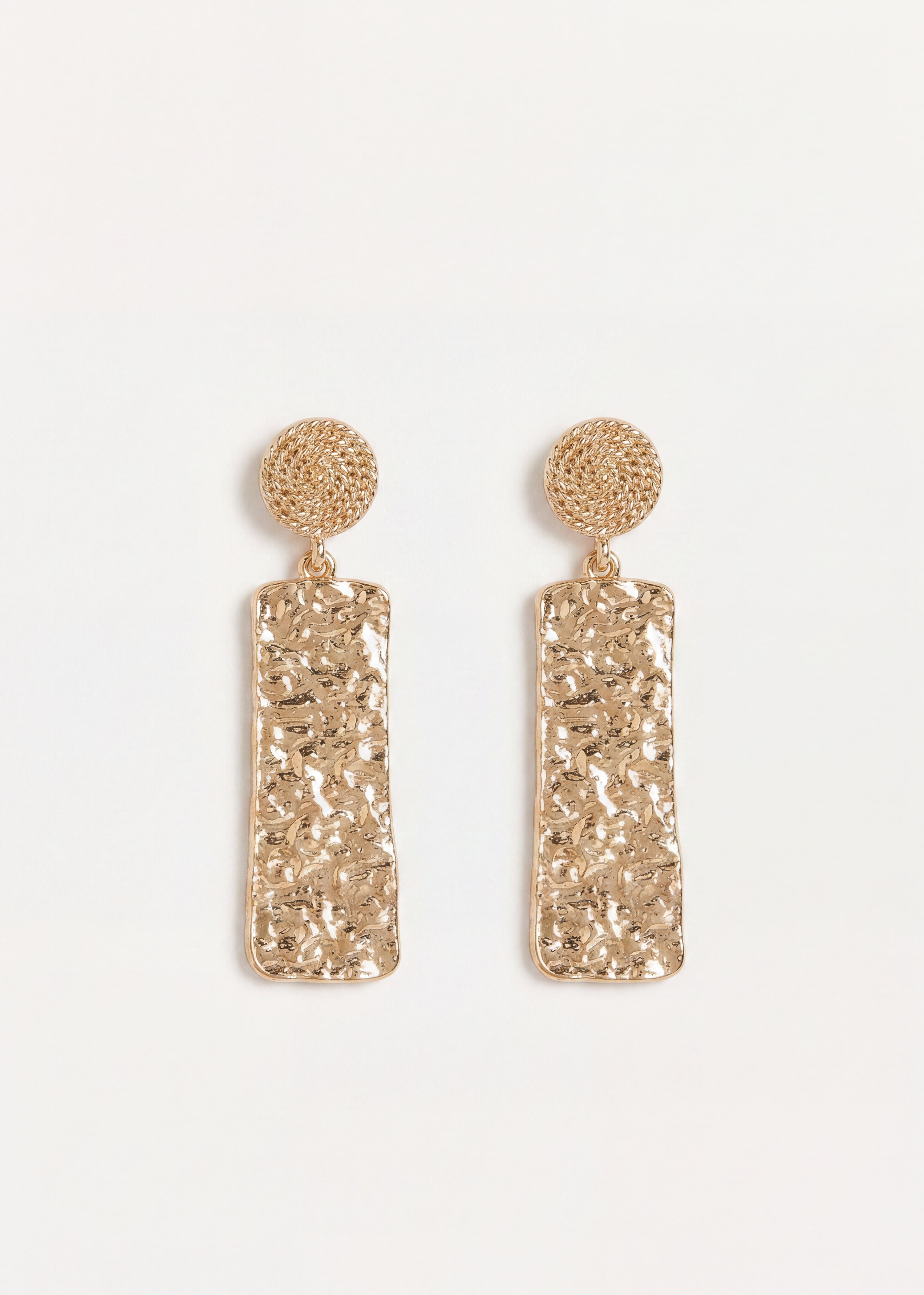 Boucles d'oreilles pendantes dorées rectangulaires