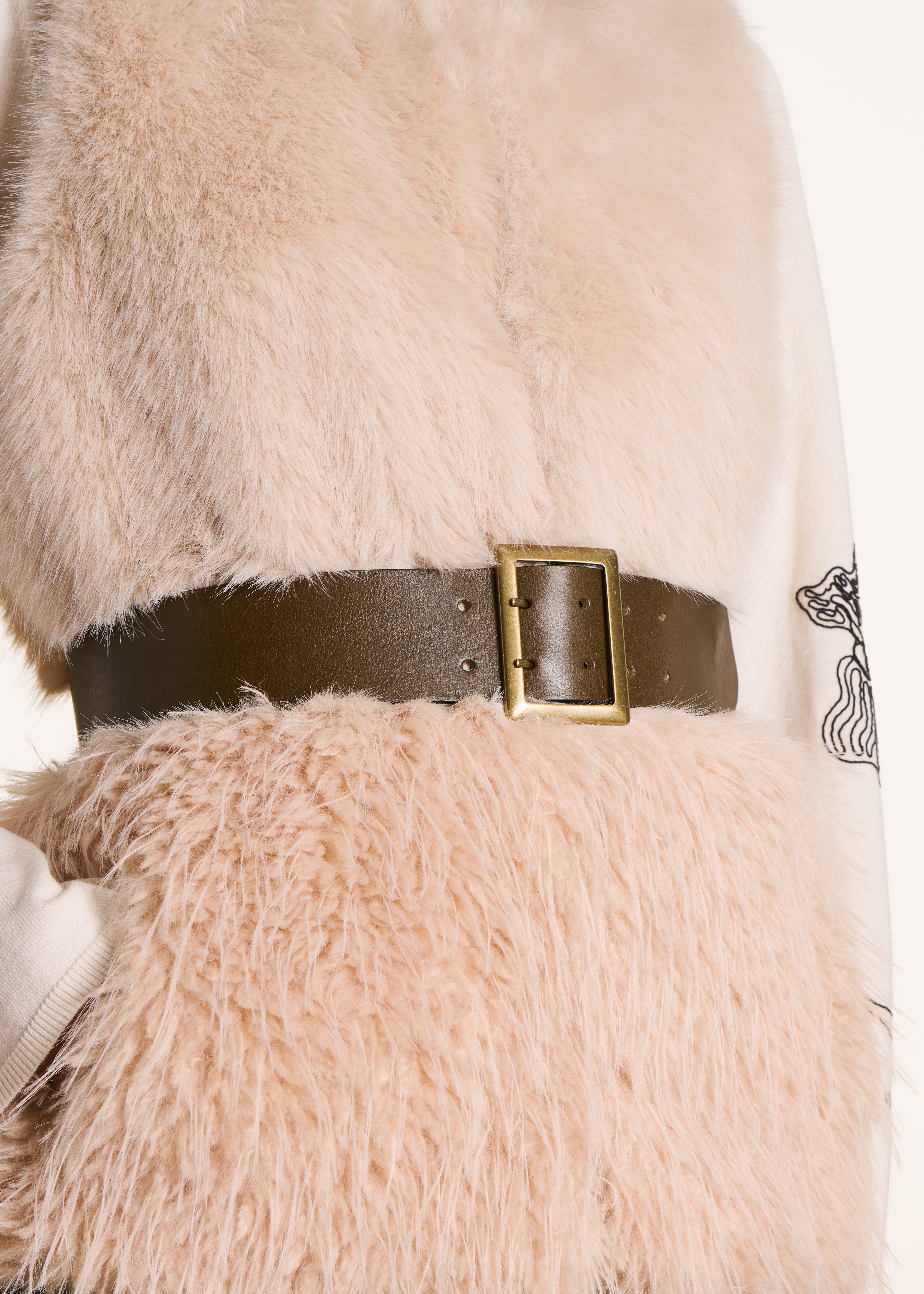 Ceinture large en cuir kaki boucle rectangle