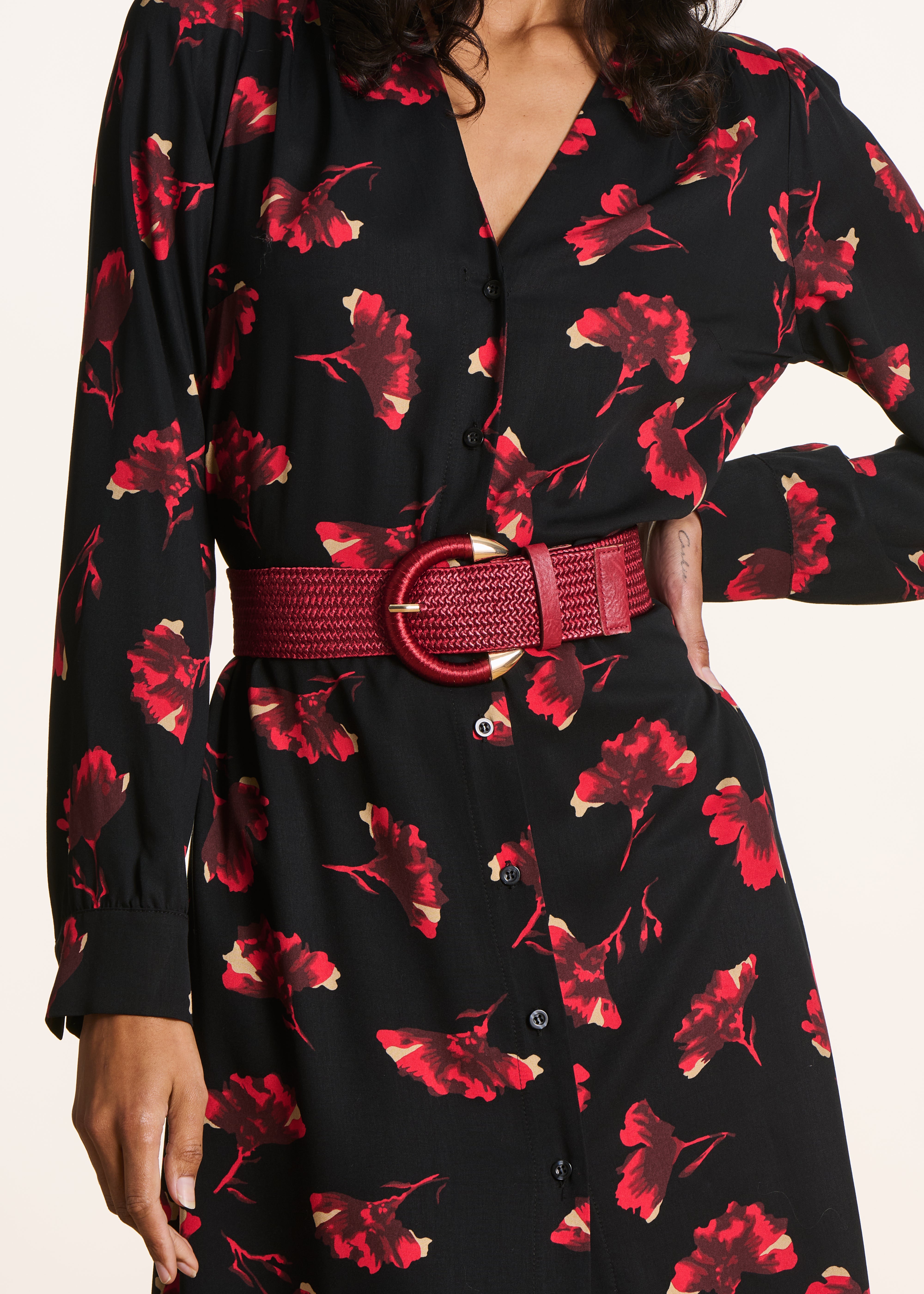 Ceinture large élastiquée bordeaux