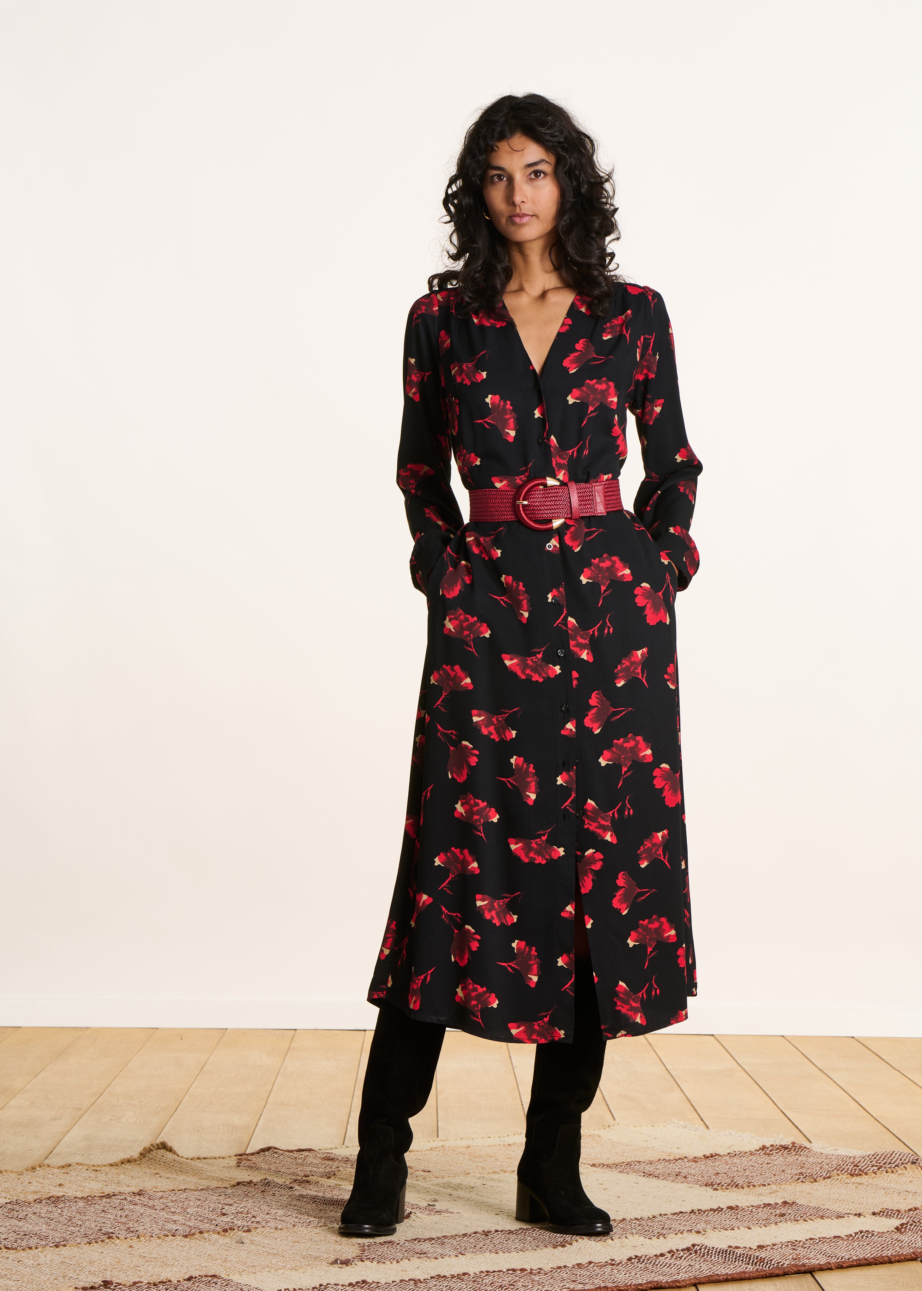 Ceinture large élastiquée bordeaux