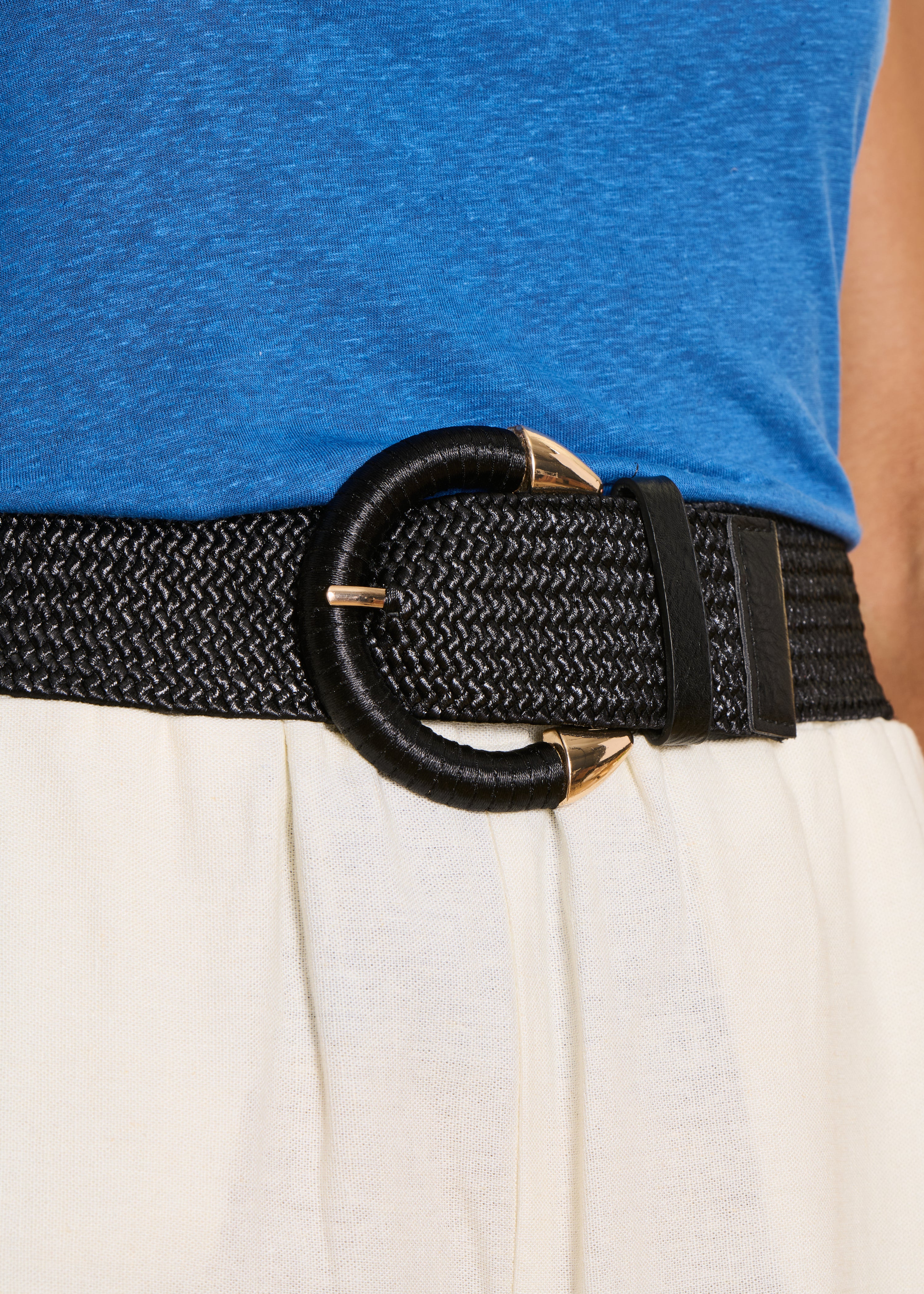 Ceinture large élastiquée noire