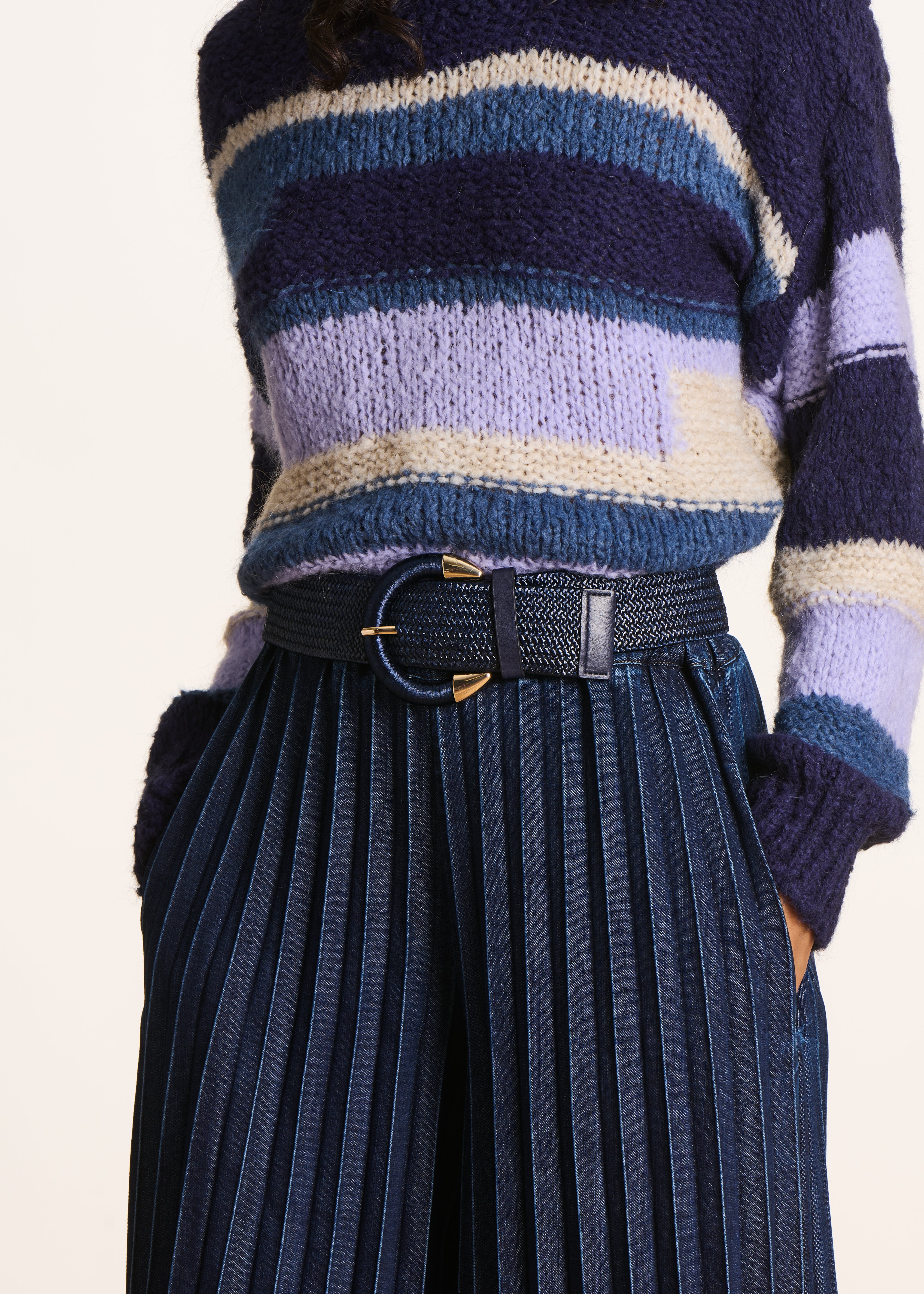 Ceinture large élastiquée bleue