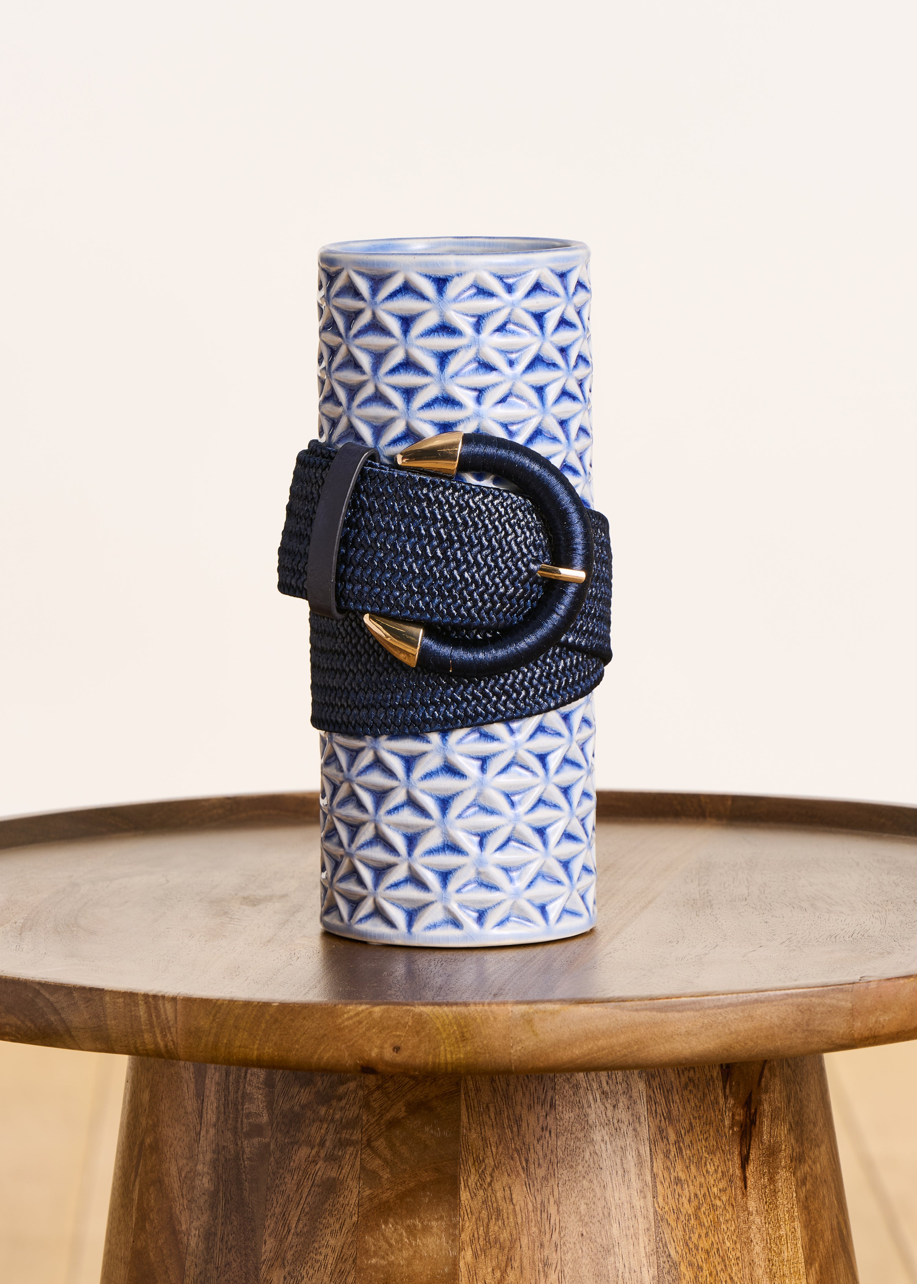 Ceinture large élastiquée bleue