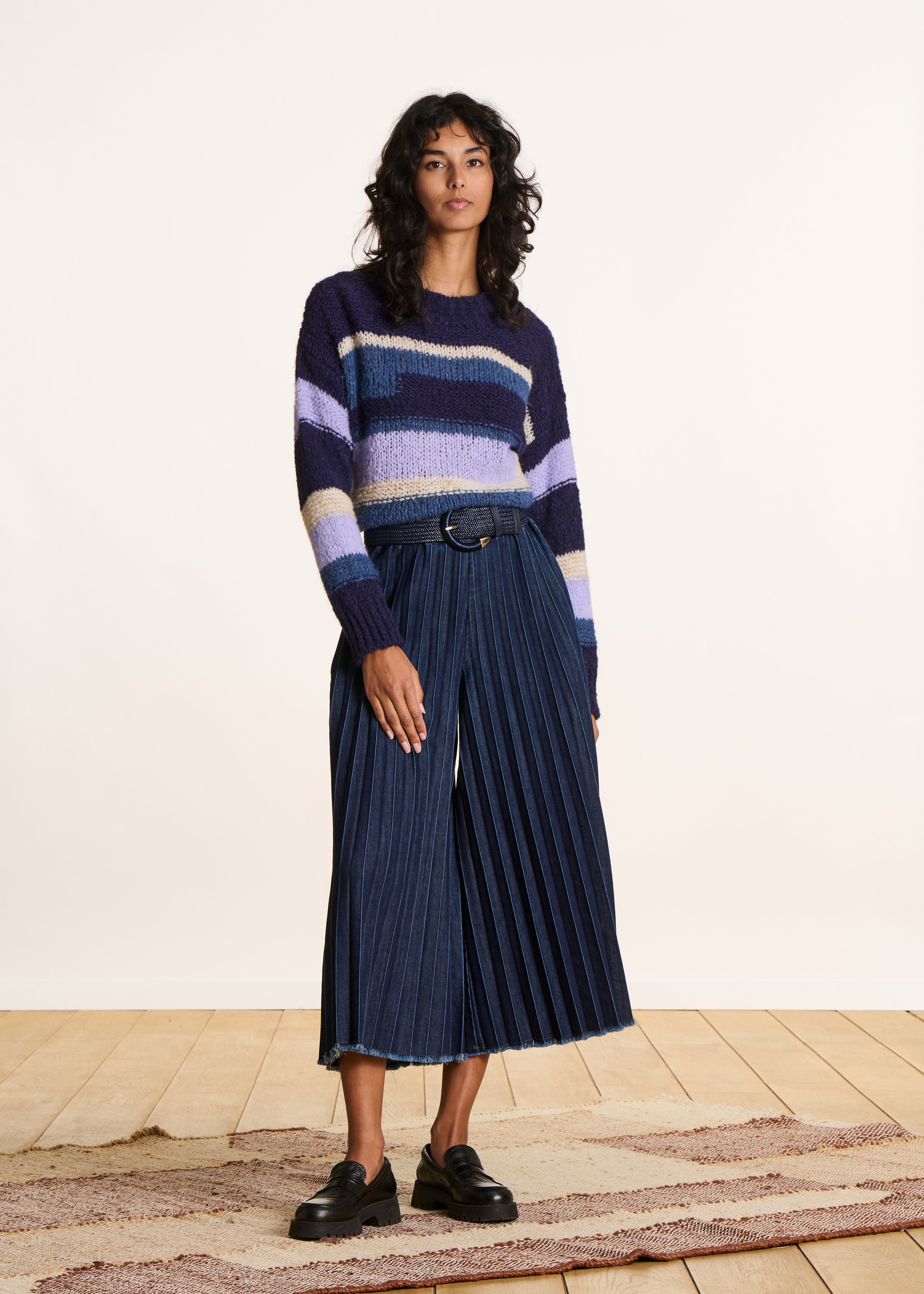 Ceinture large élastiquée bleue