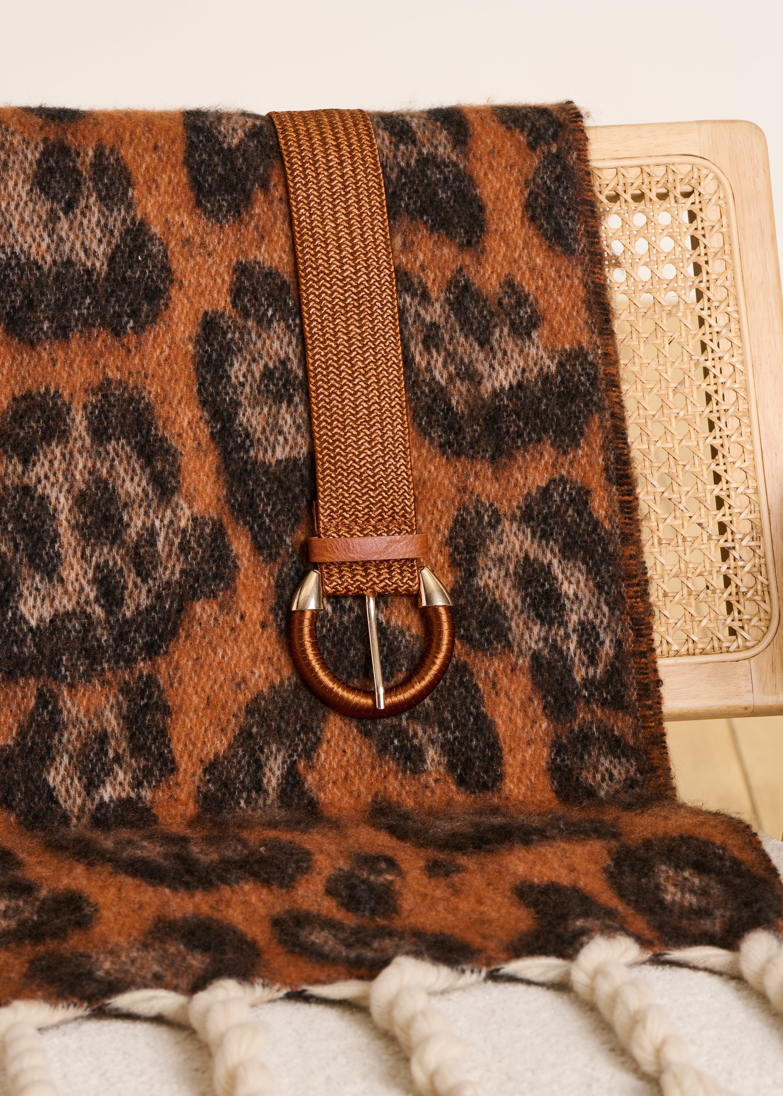 Ceinture large élastiquée camel