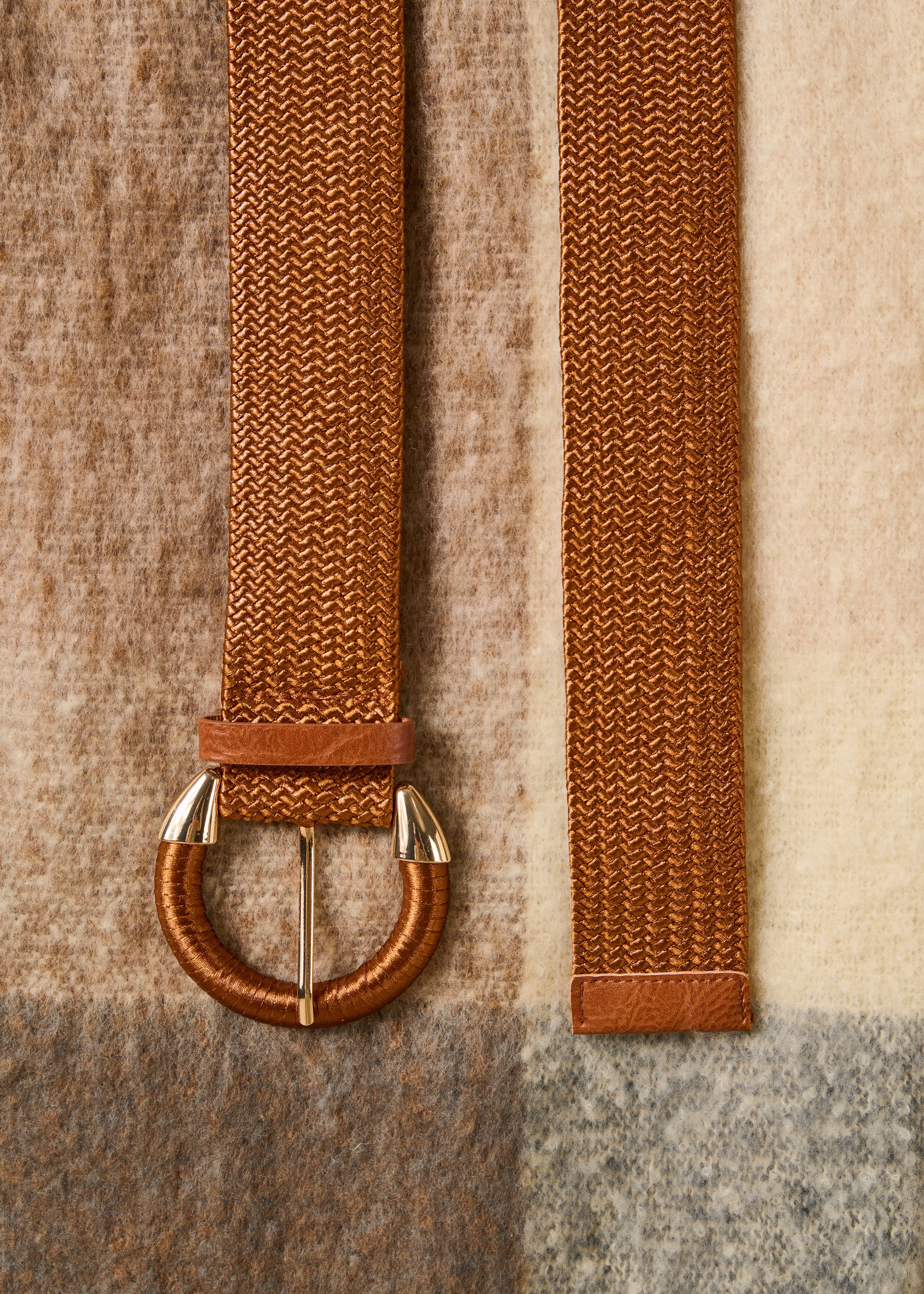 Cintura larga elasticizzata color cammello