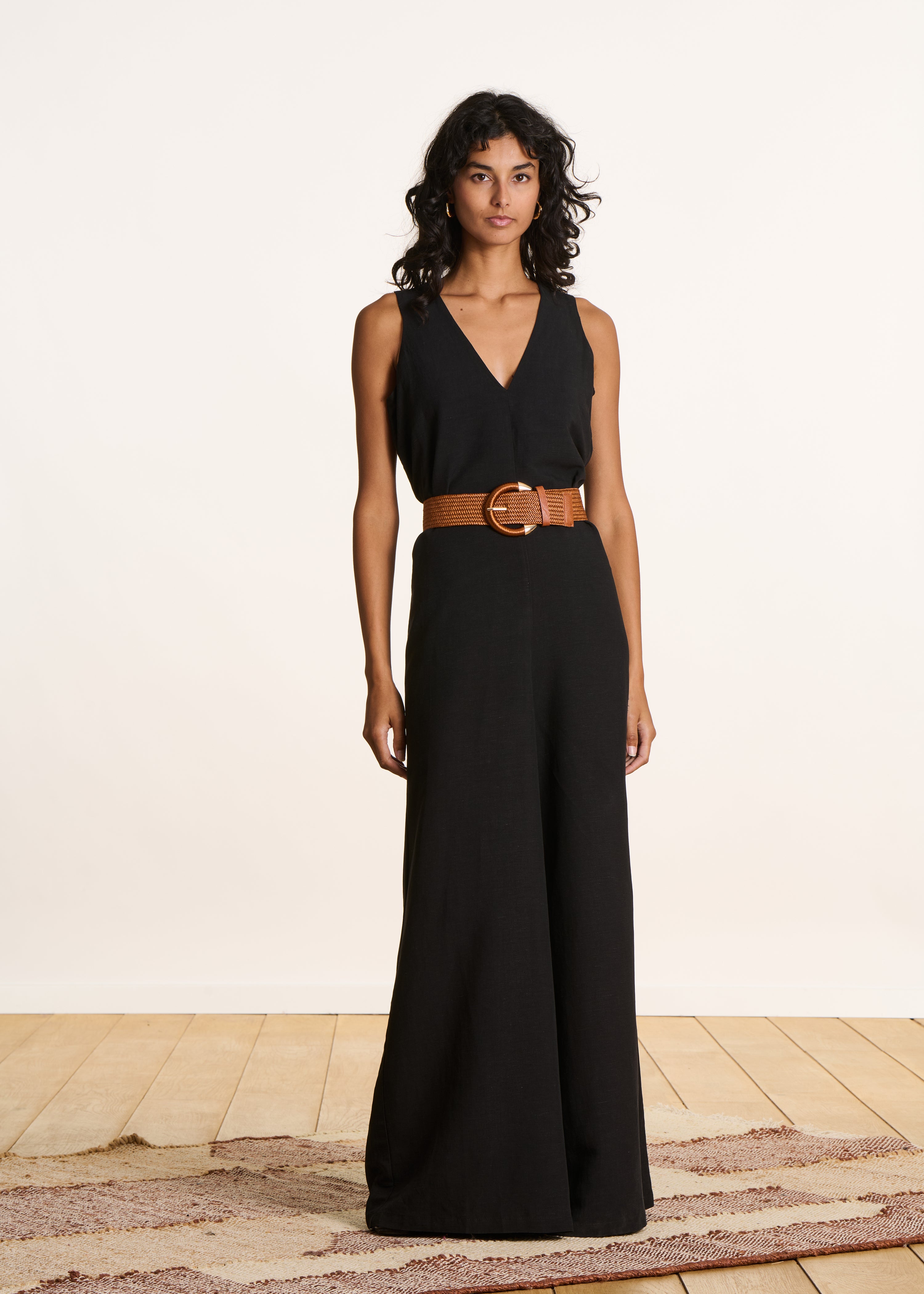 Ceinture large élastiquée camel