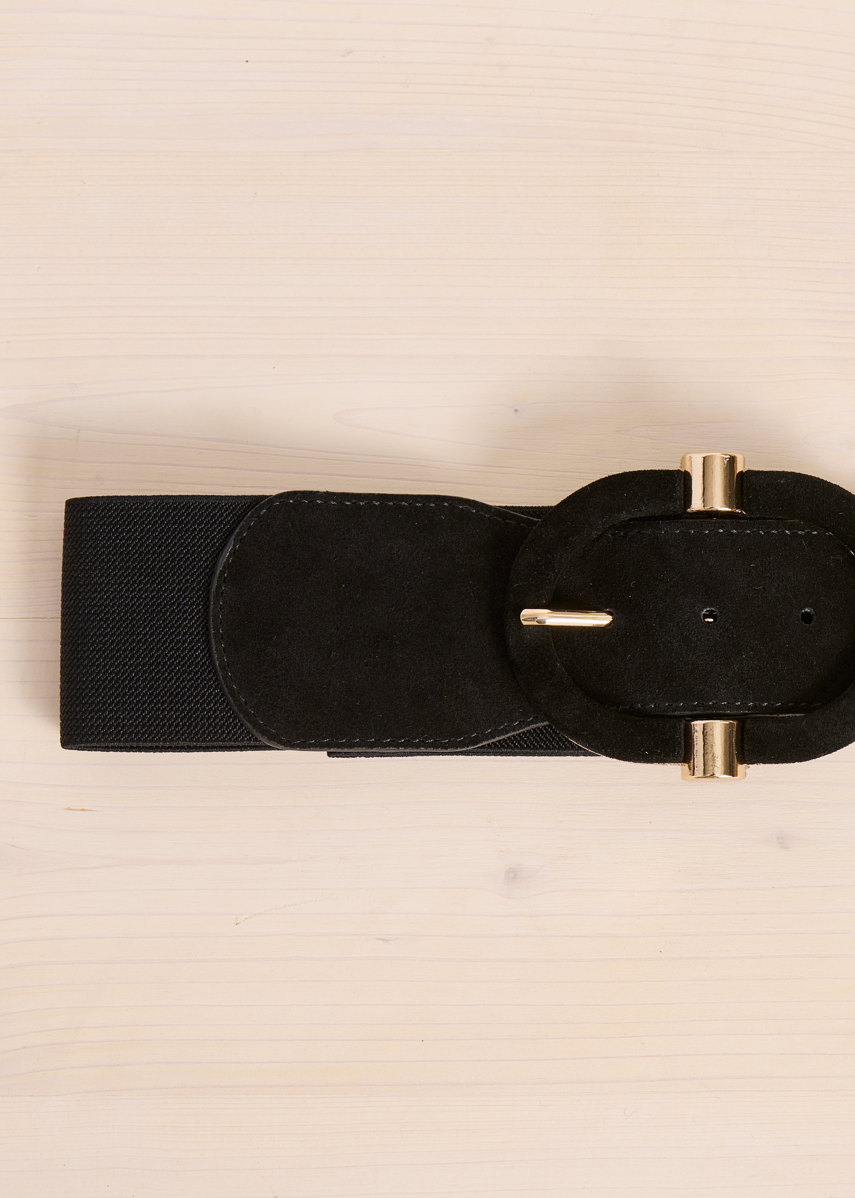 Ceinture large élastiquée noire boucle ovale