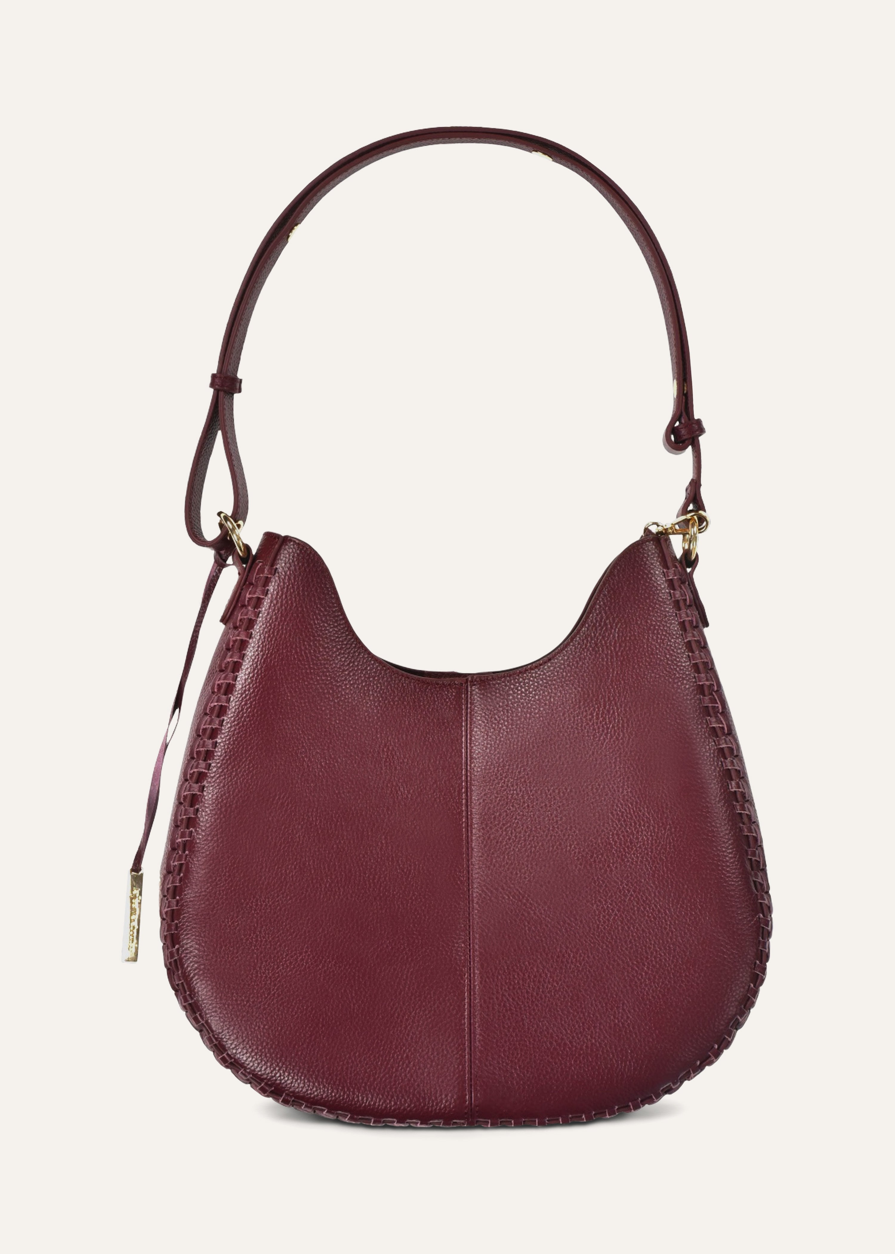 Borsa hobo bordeaux in pelle martellata