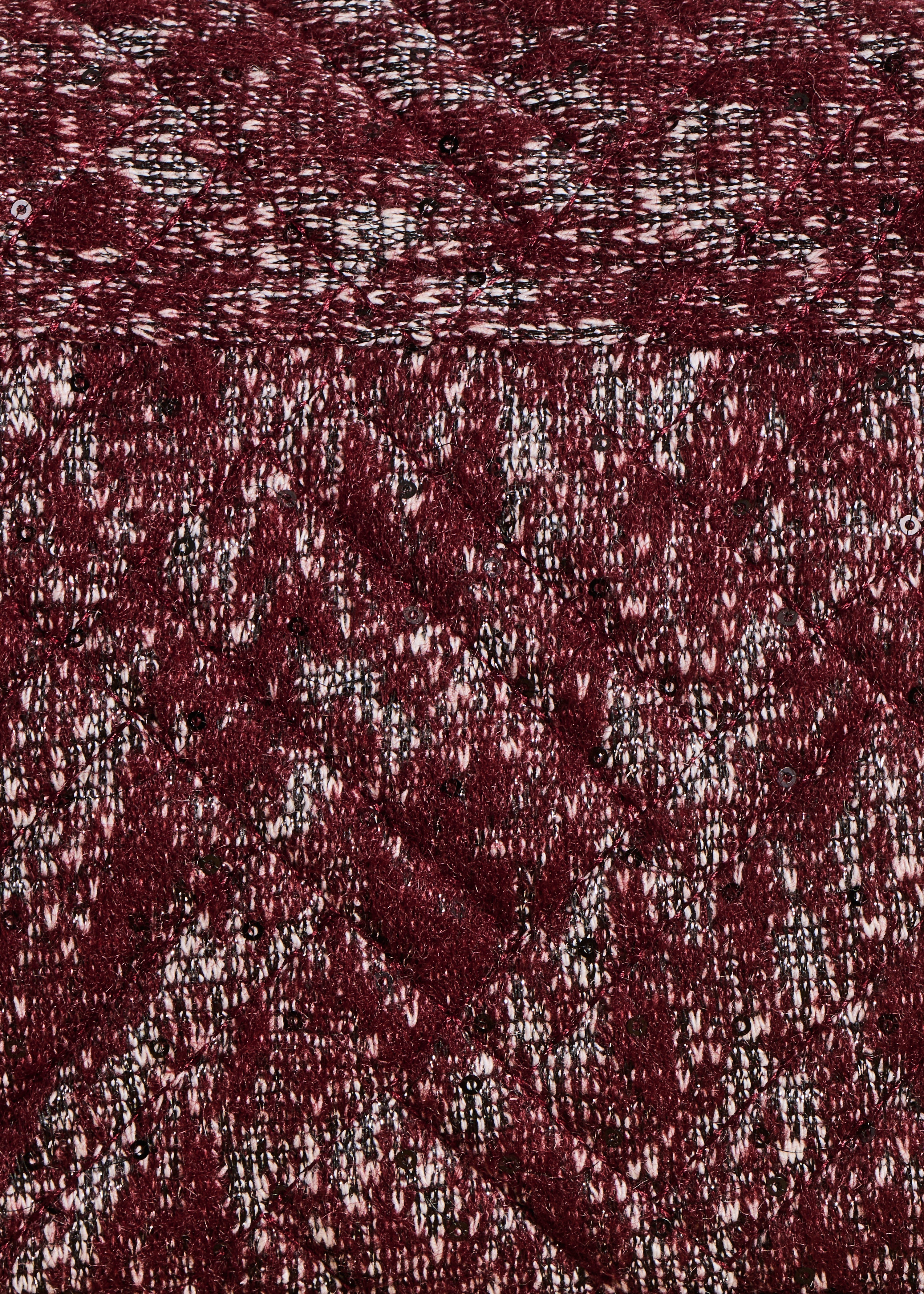 Sac besace bordeaux en cuir et tweed avec anse chaîne