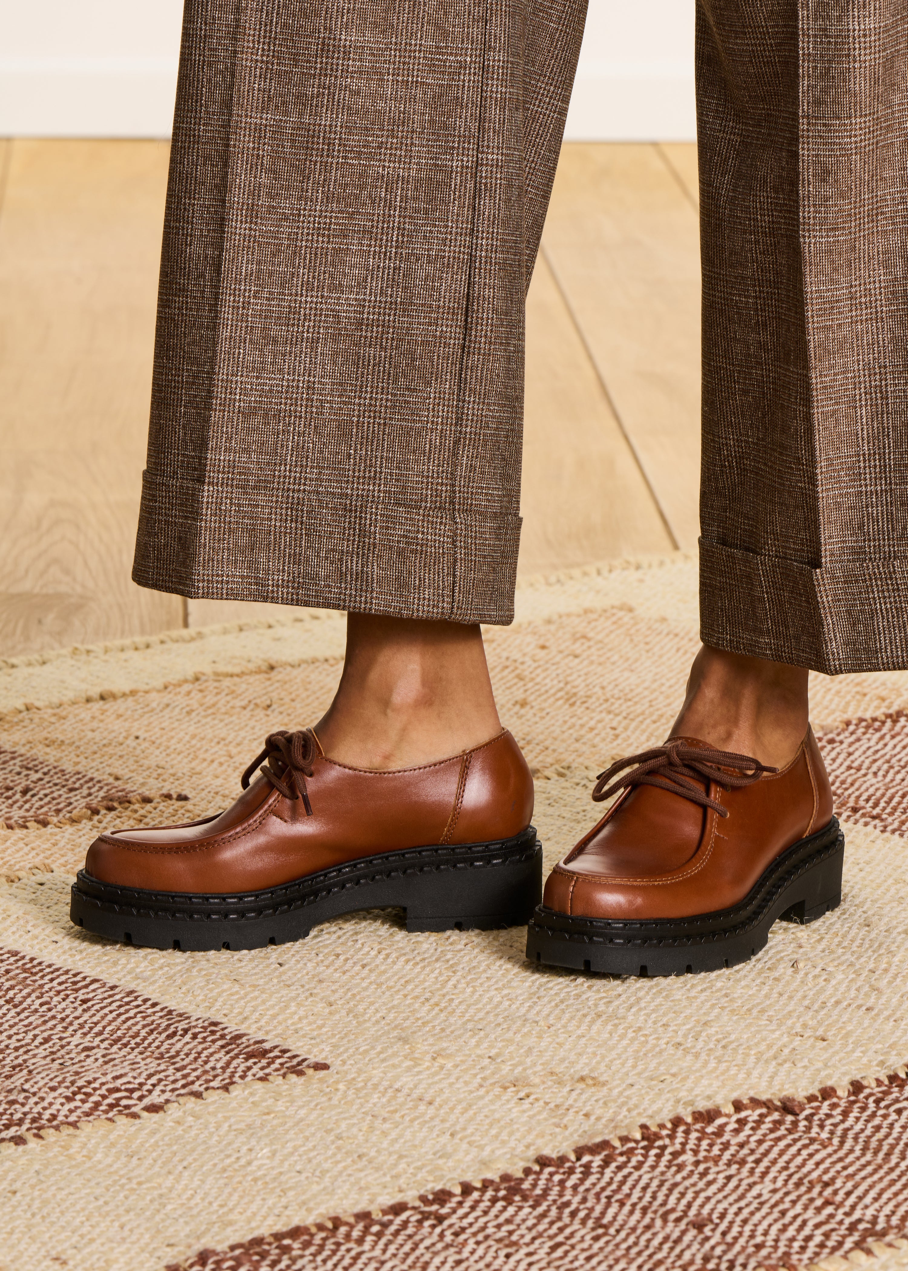 Brown leather derbies