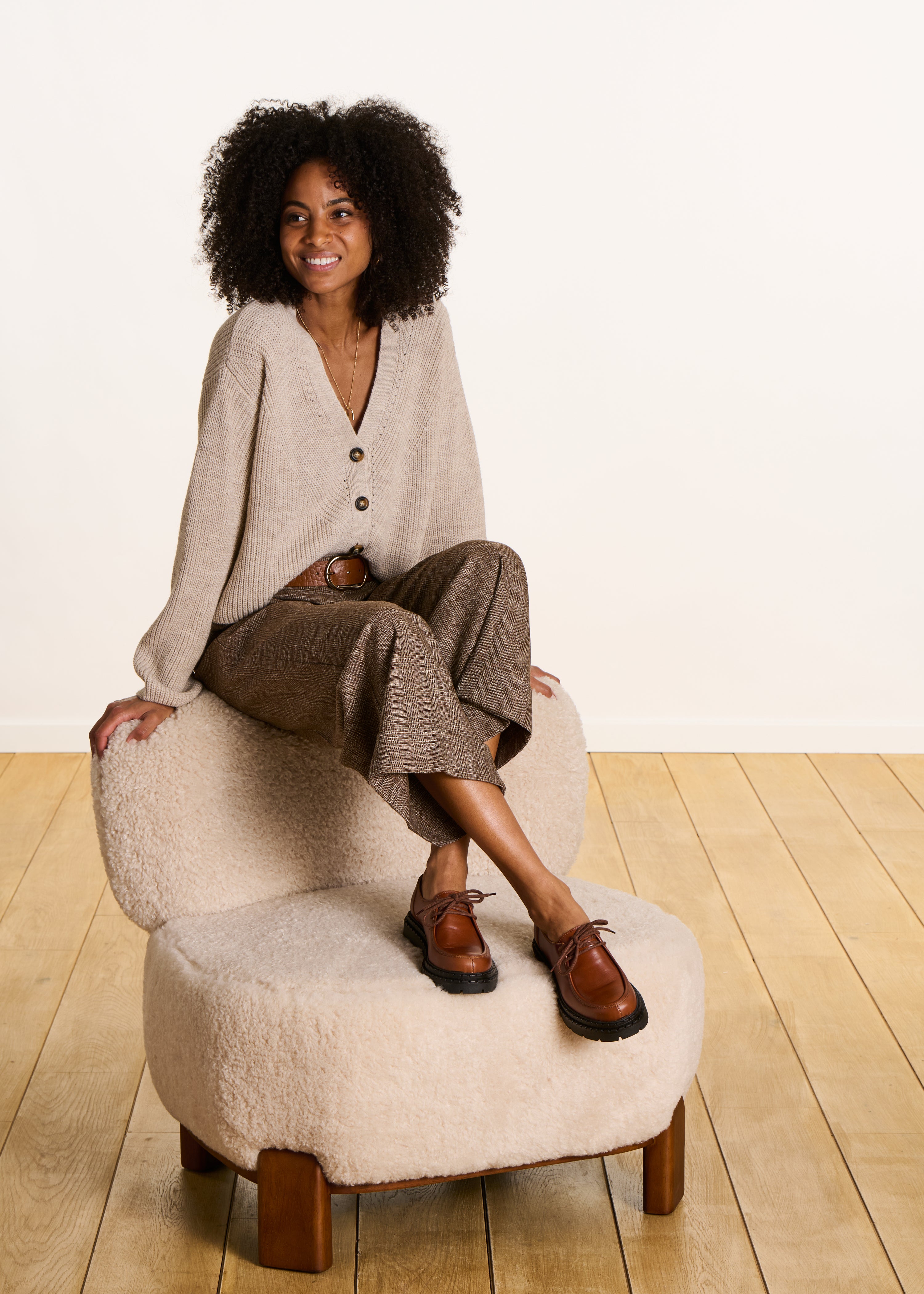 Brown leather derbies