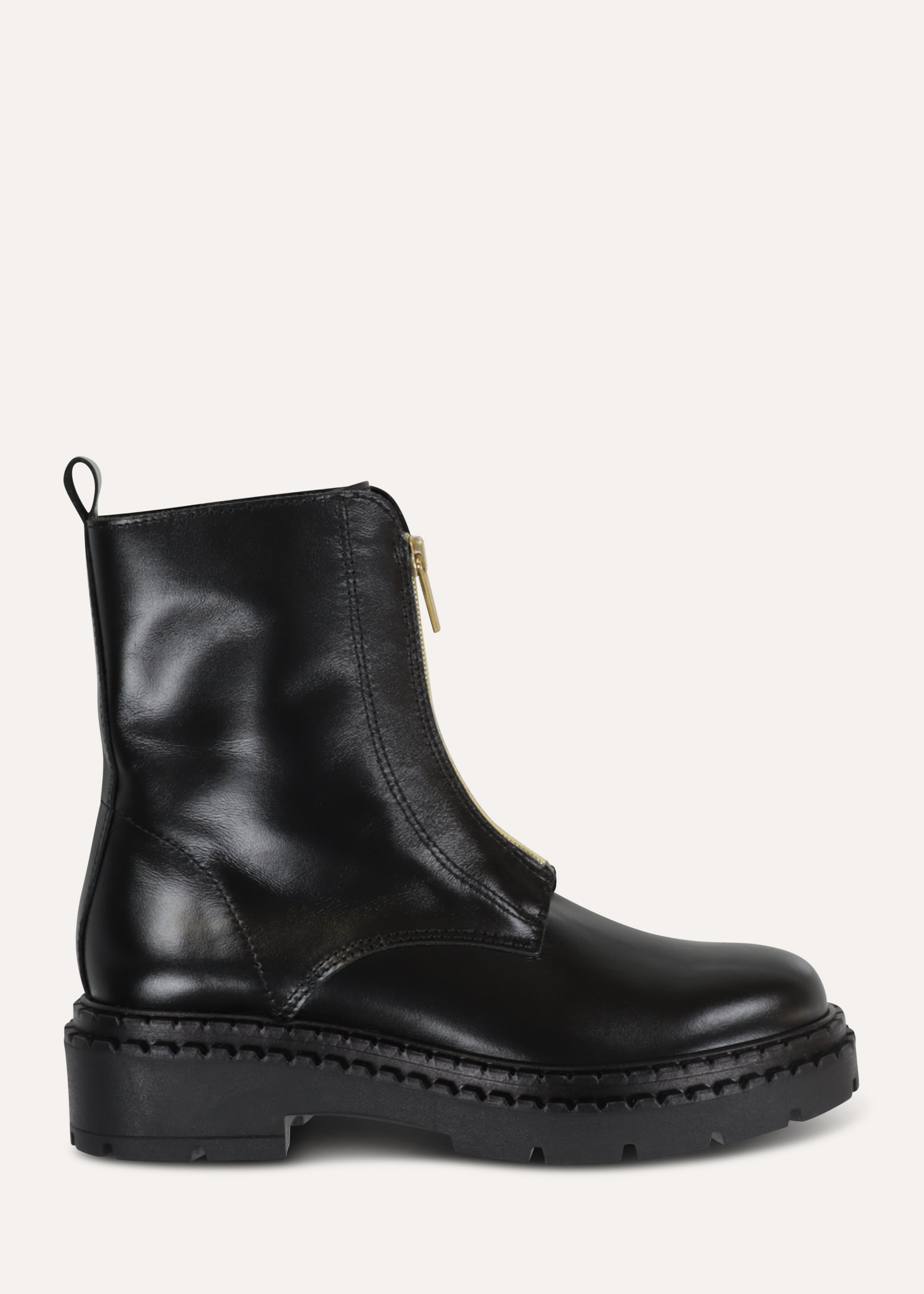 Zip-up ankle boots in black leather