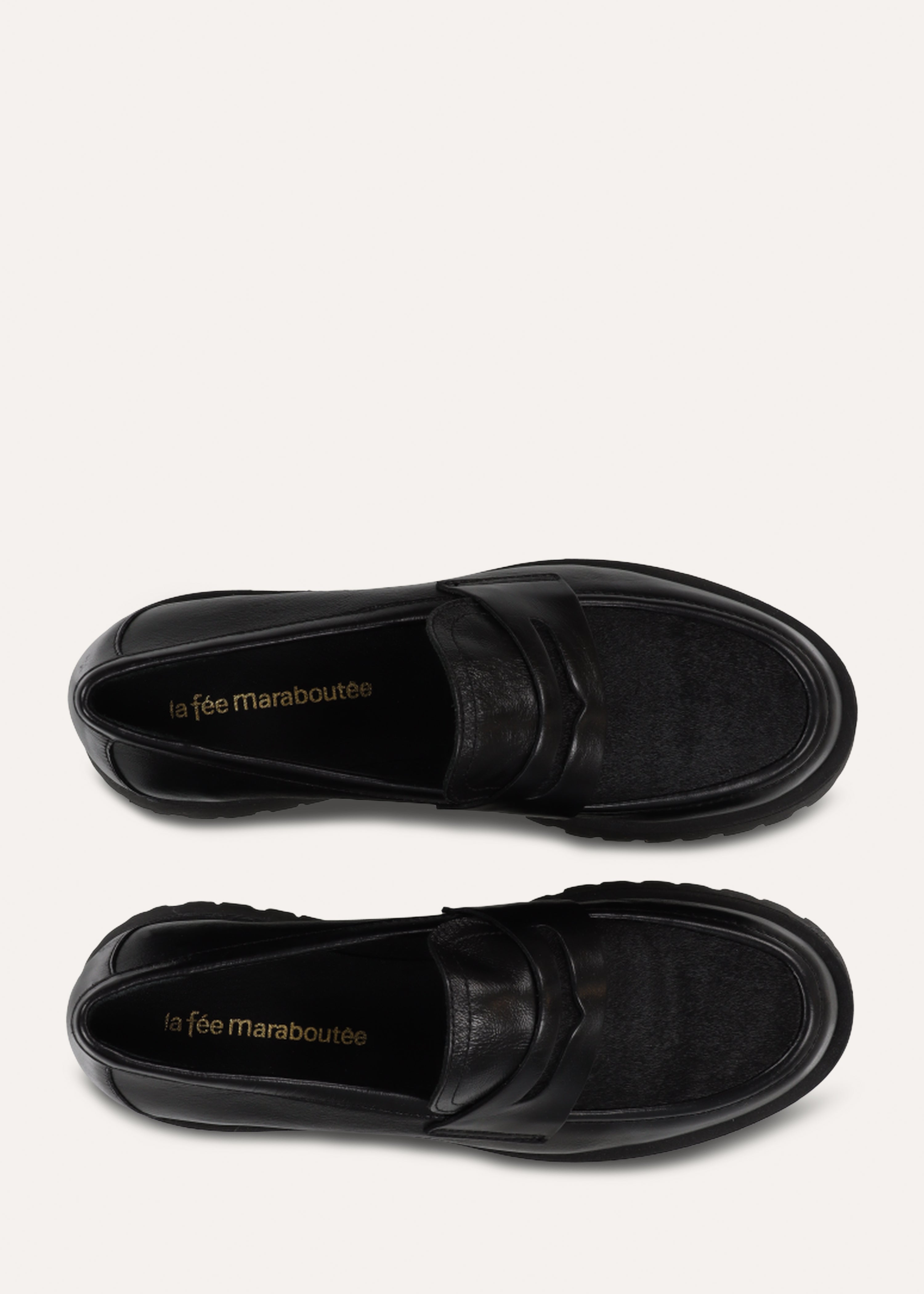 Black leather loafers
