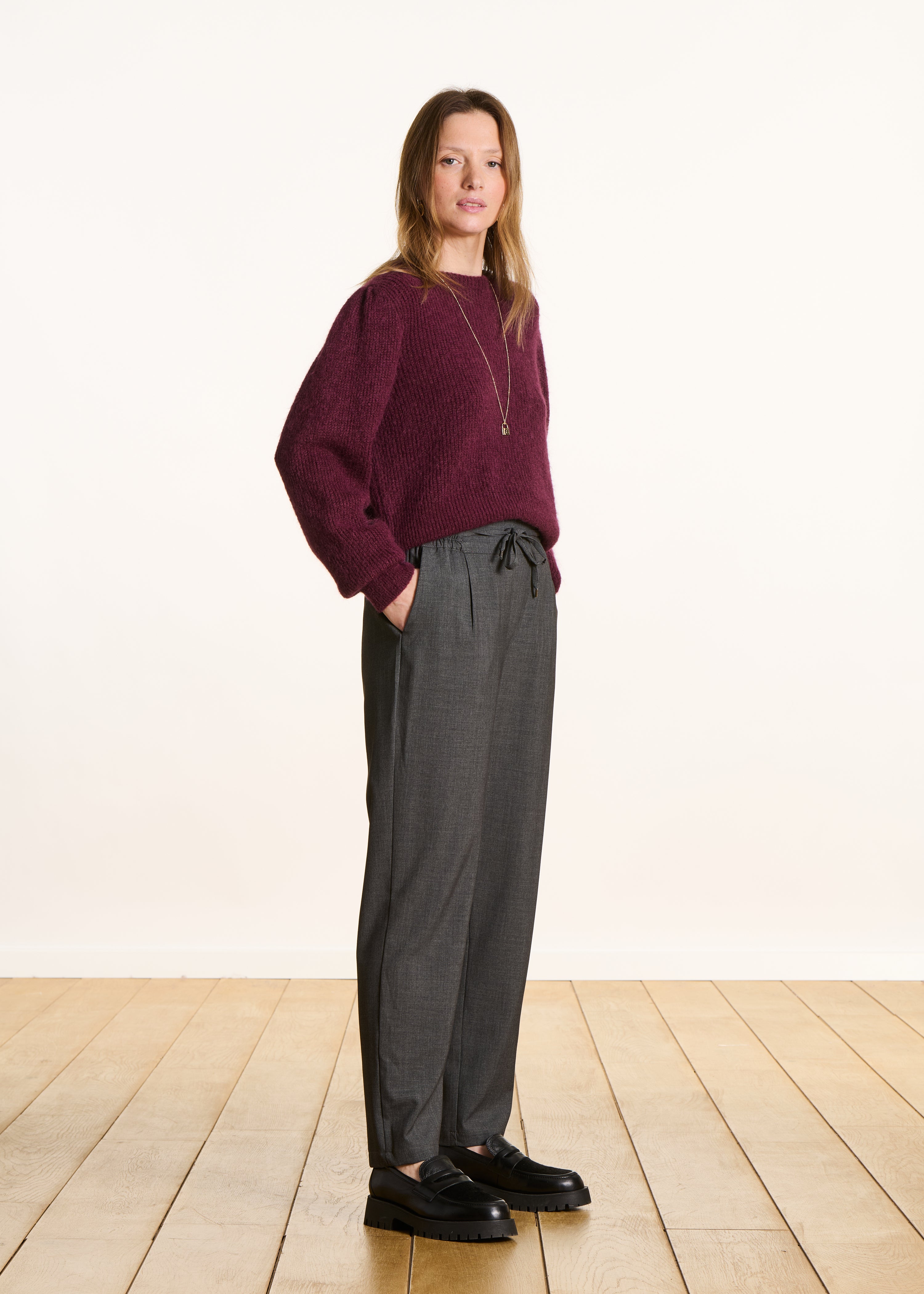 Black leather loafers