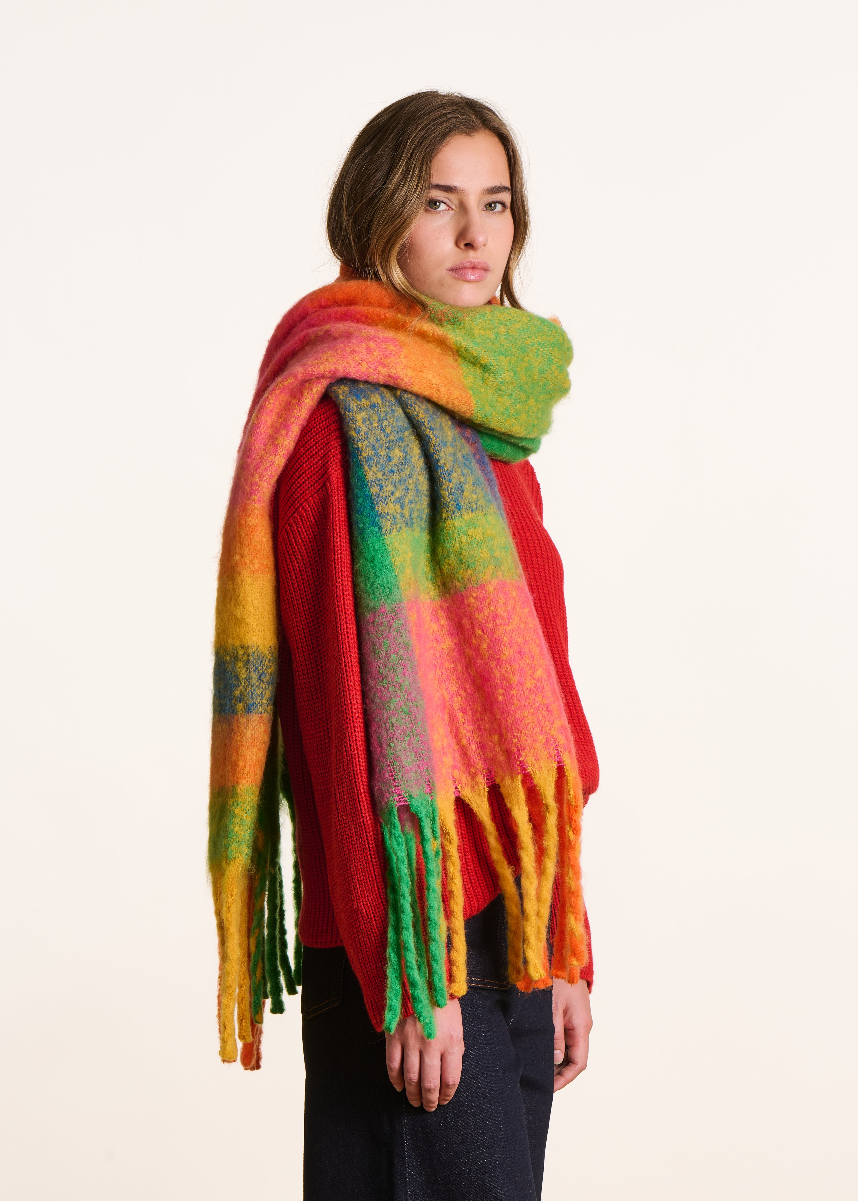 Écharpe à carreaux multicolores