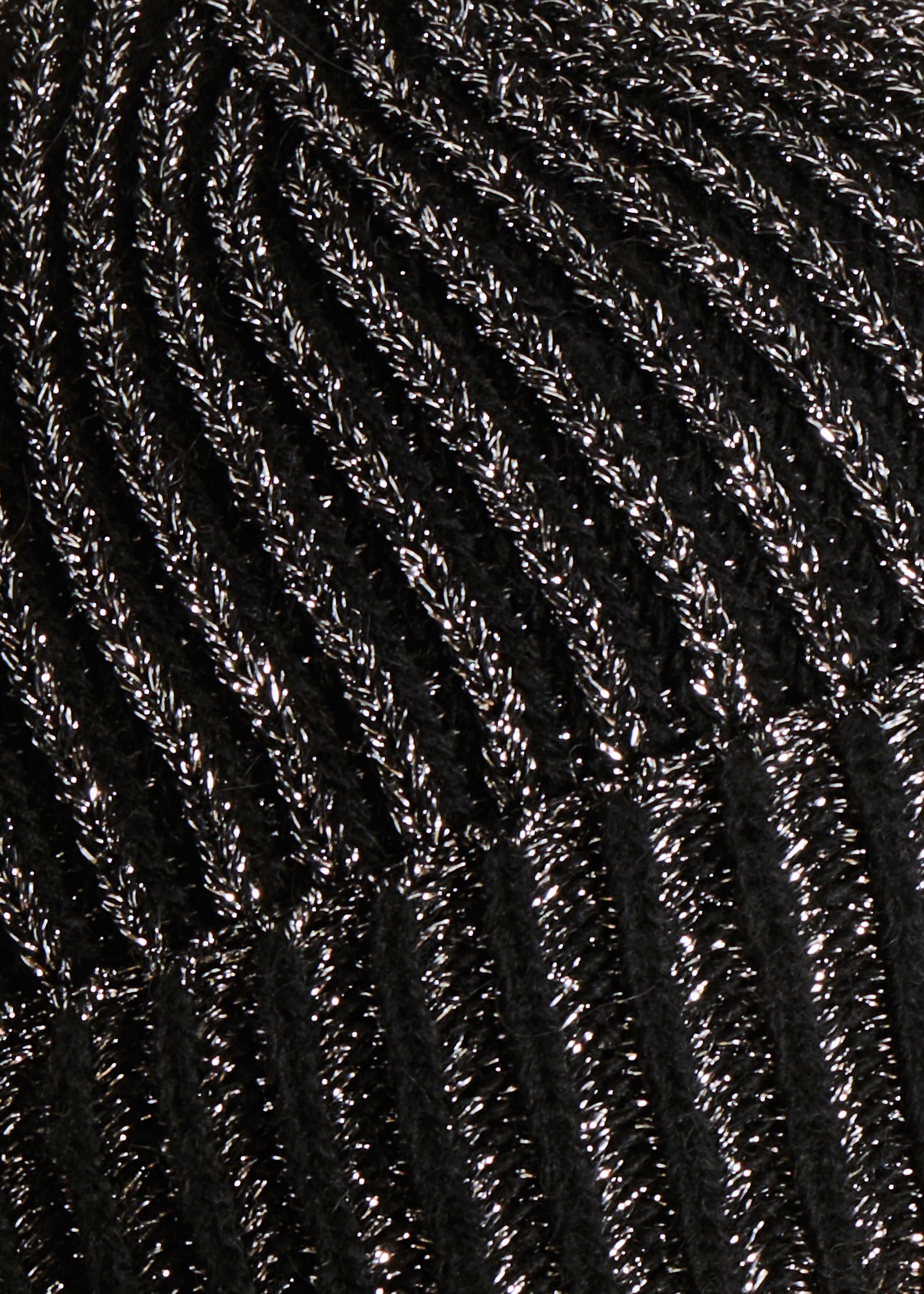 Black knitted beanie with silver lurex