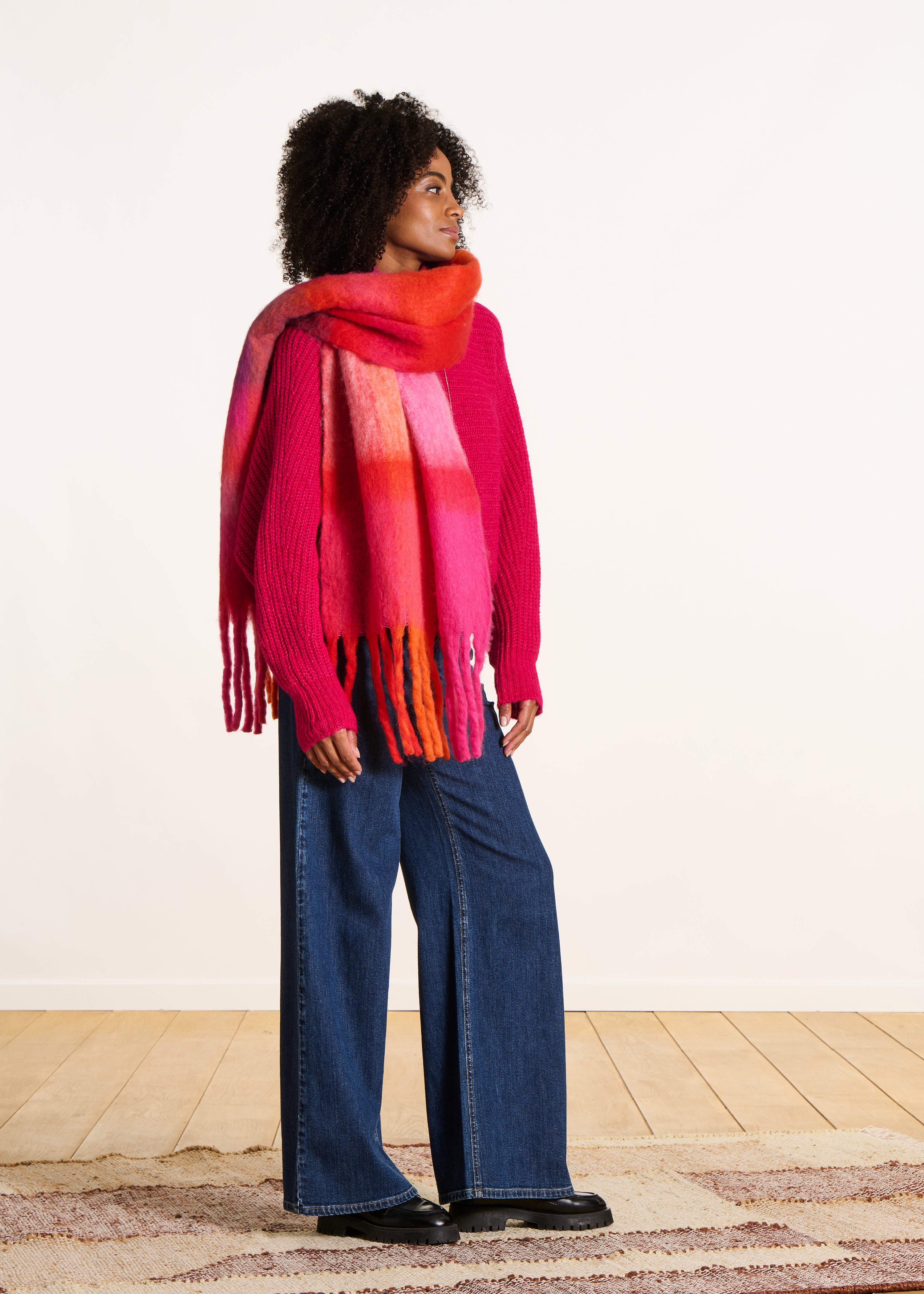 Écharpe à carreaux multicolores