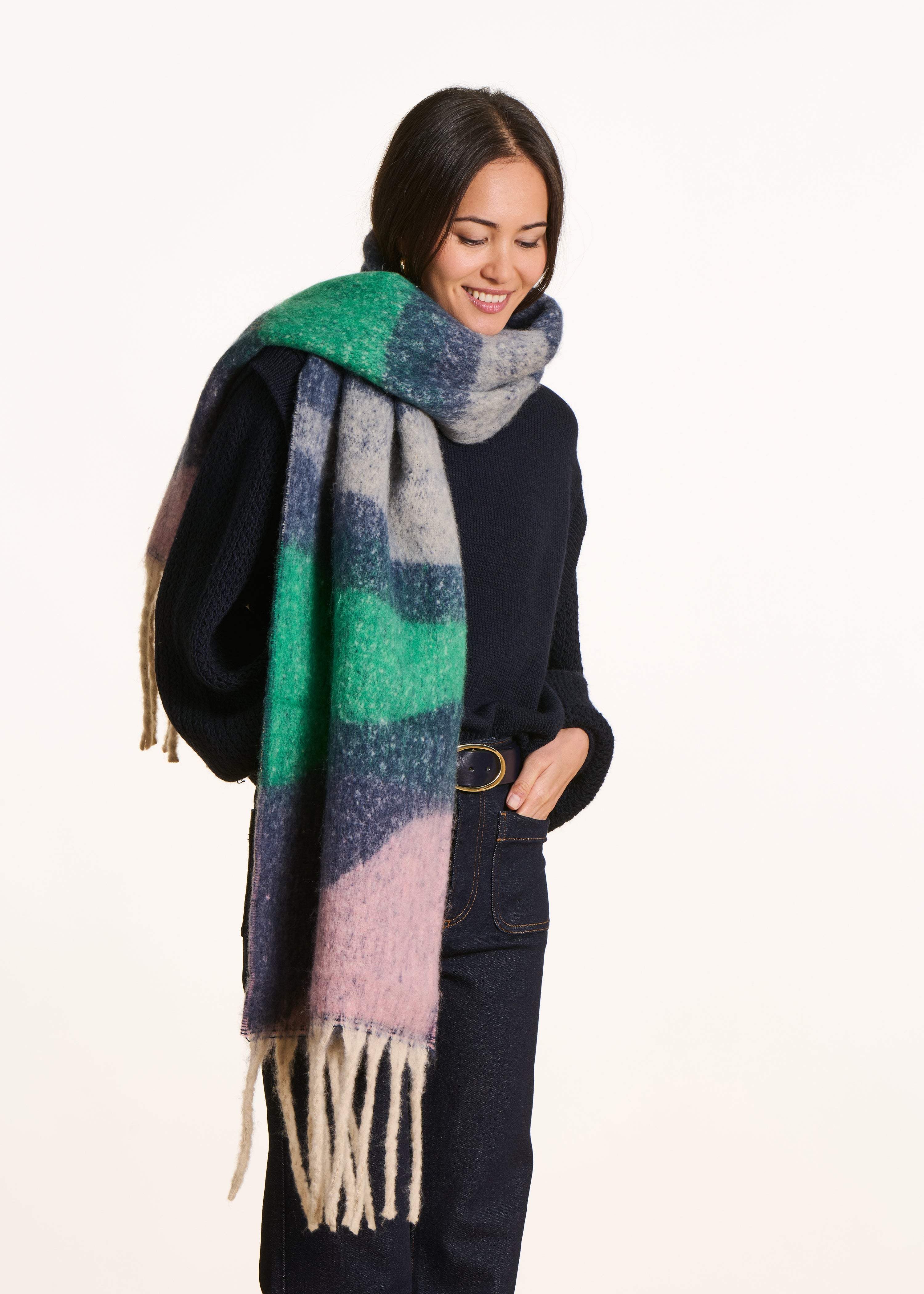 Écharpe motif vagues large