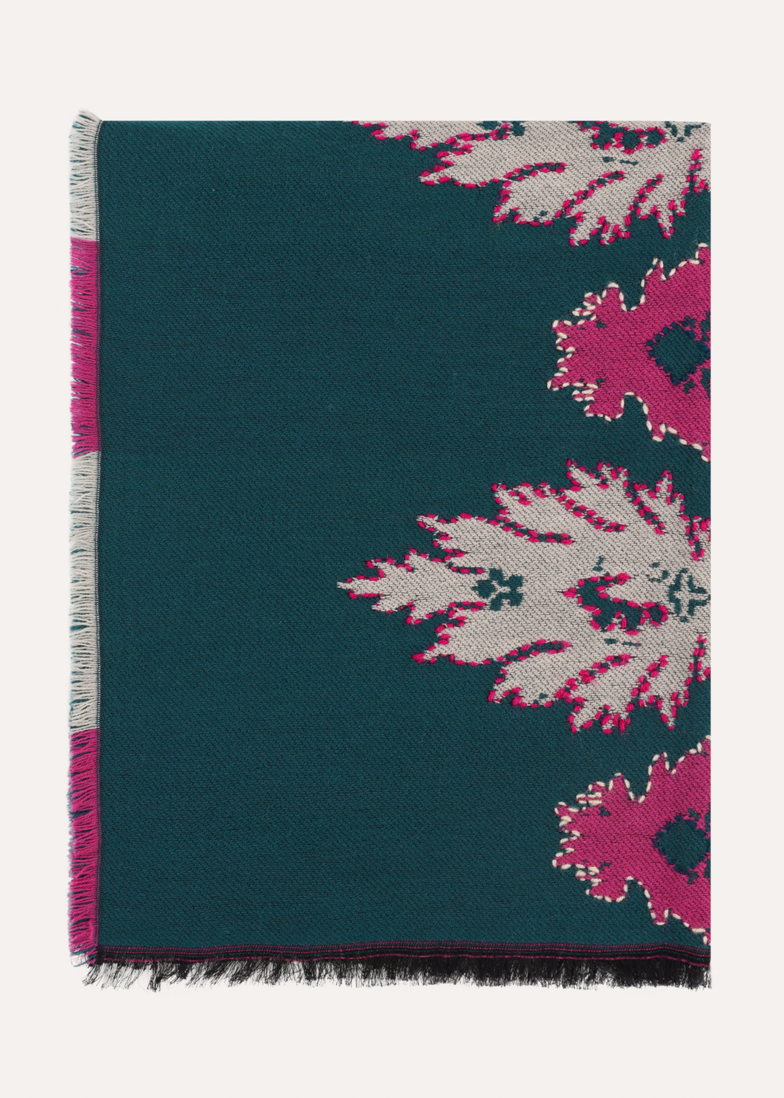 Sciarpa blu con ricamo jacquard