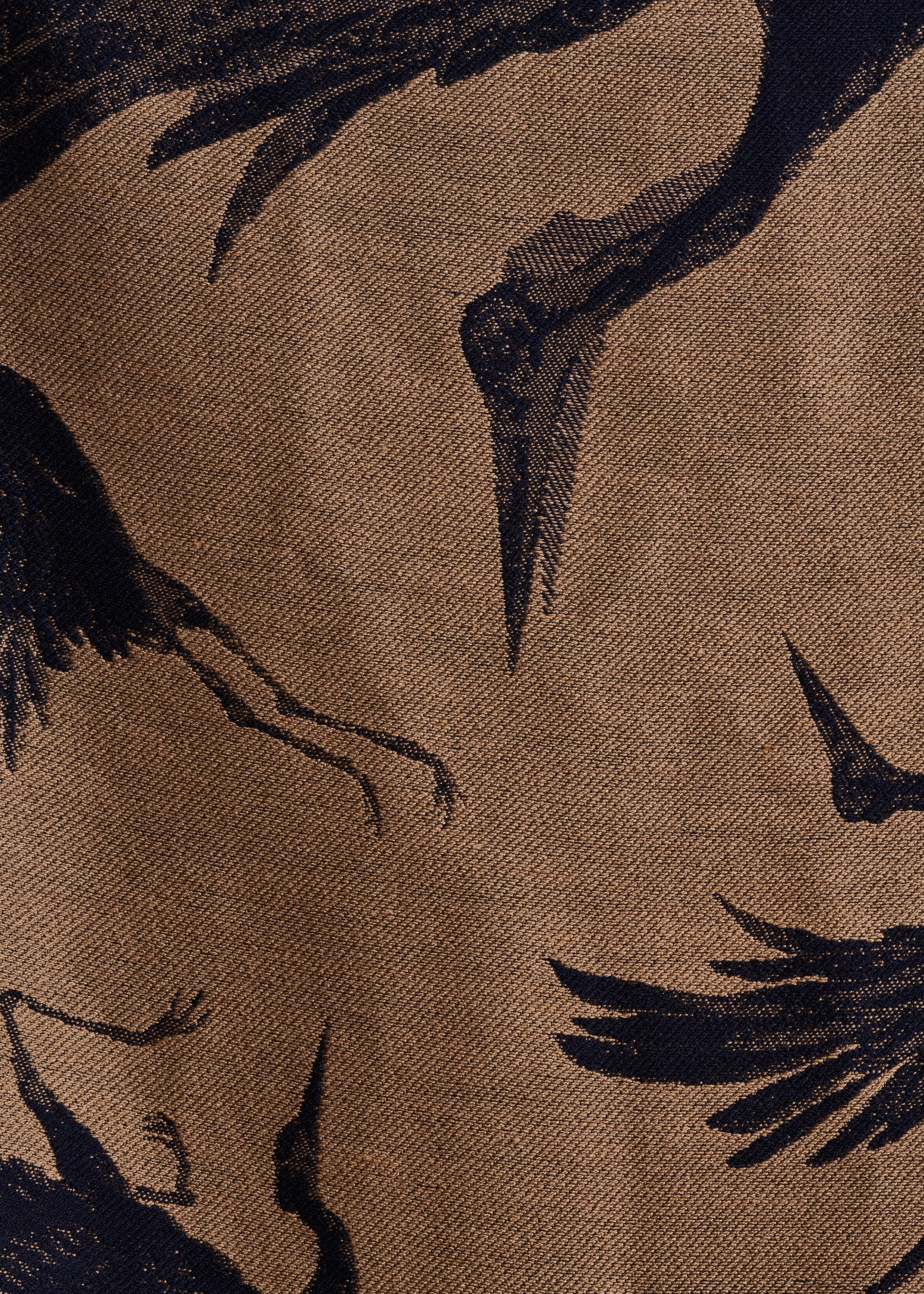 Jacquard-Schal mit Vogelmuster in Braun und Blau