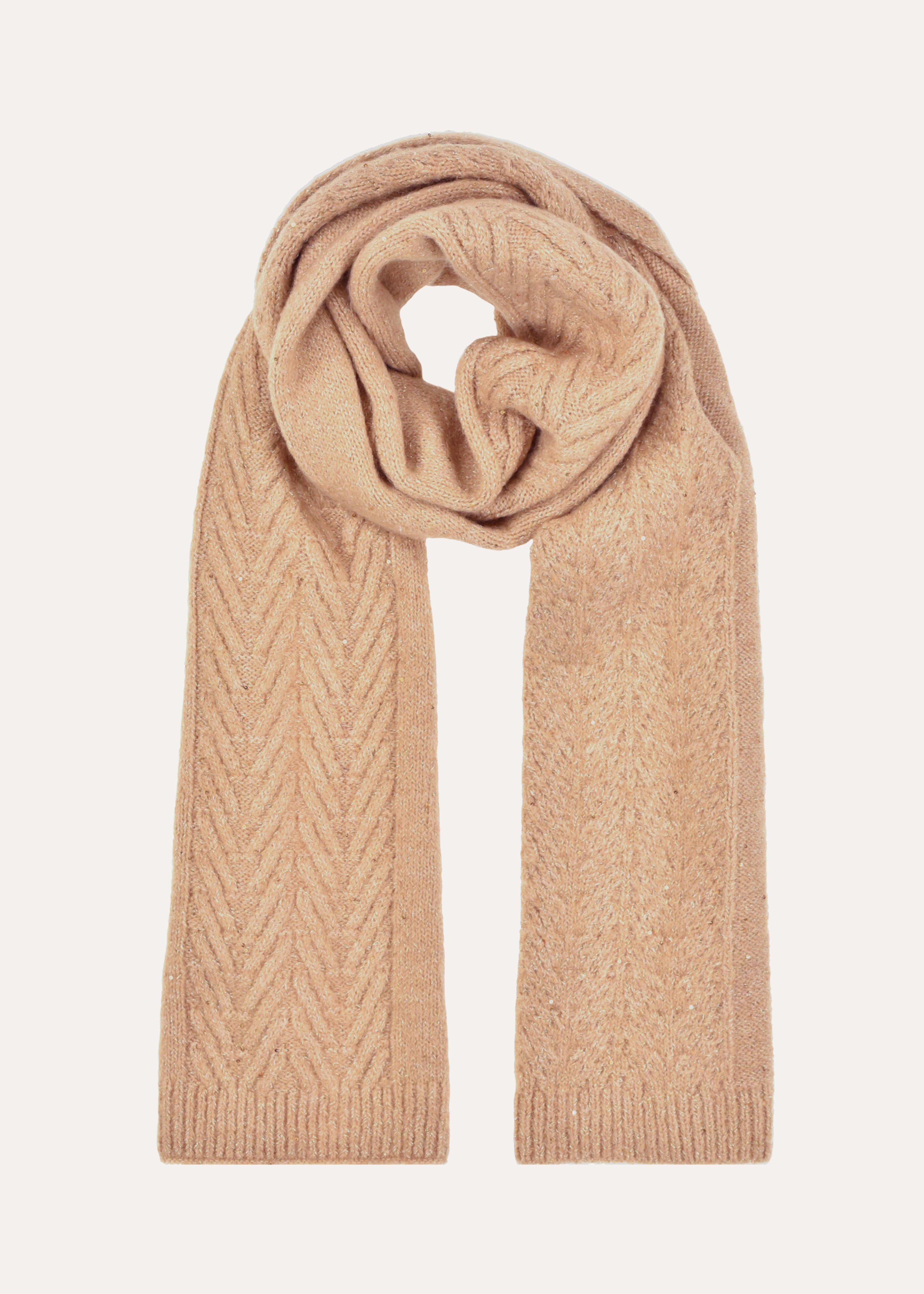 Beige knitted scarf with sequins