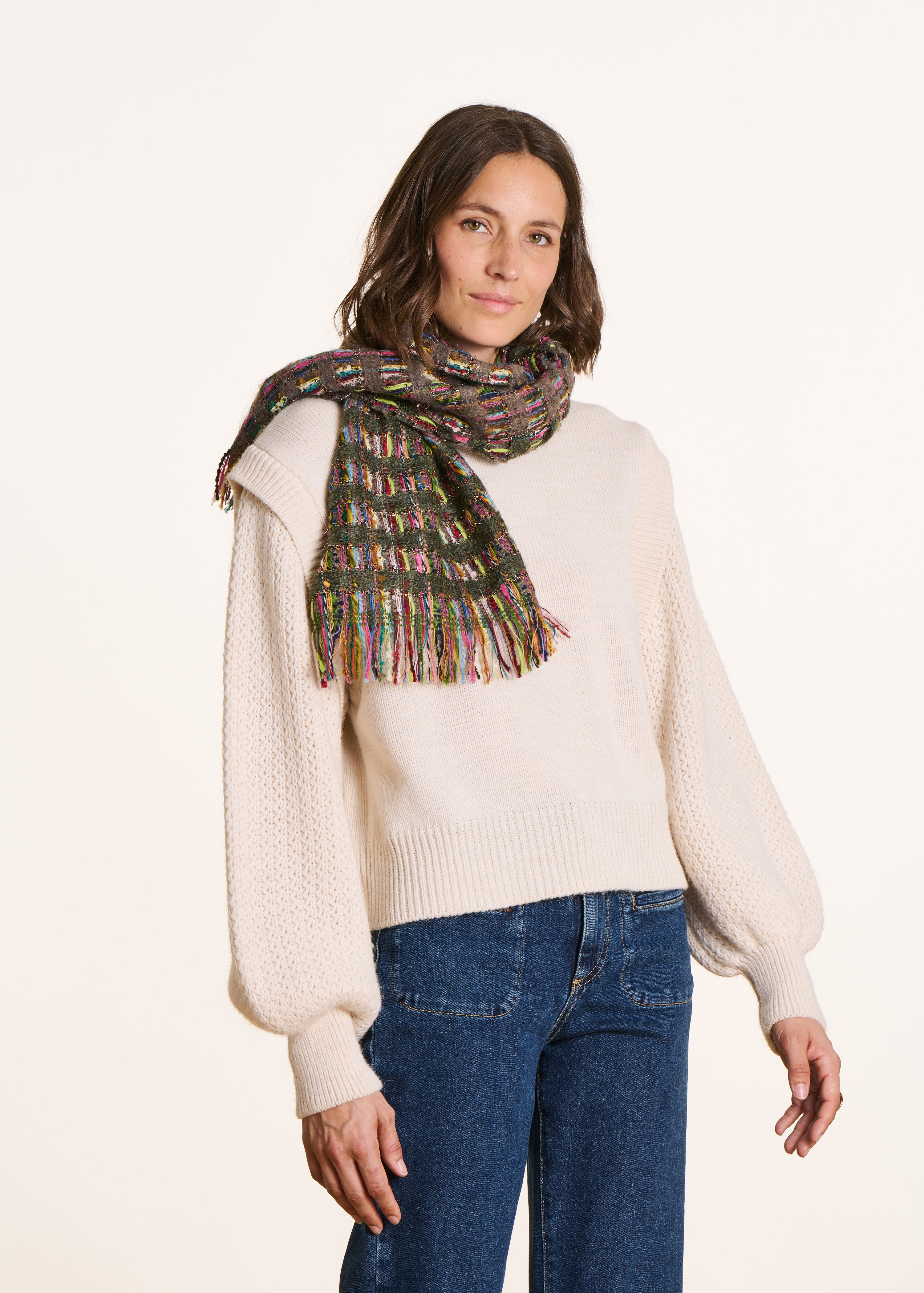 Écharpe kaki fantaisie