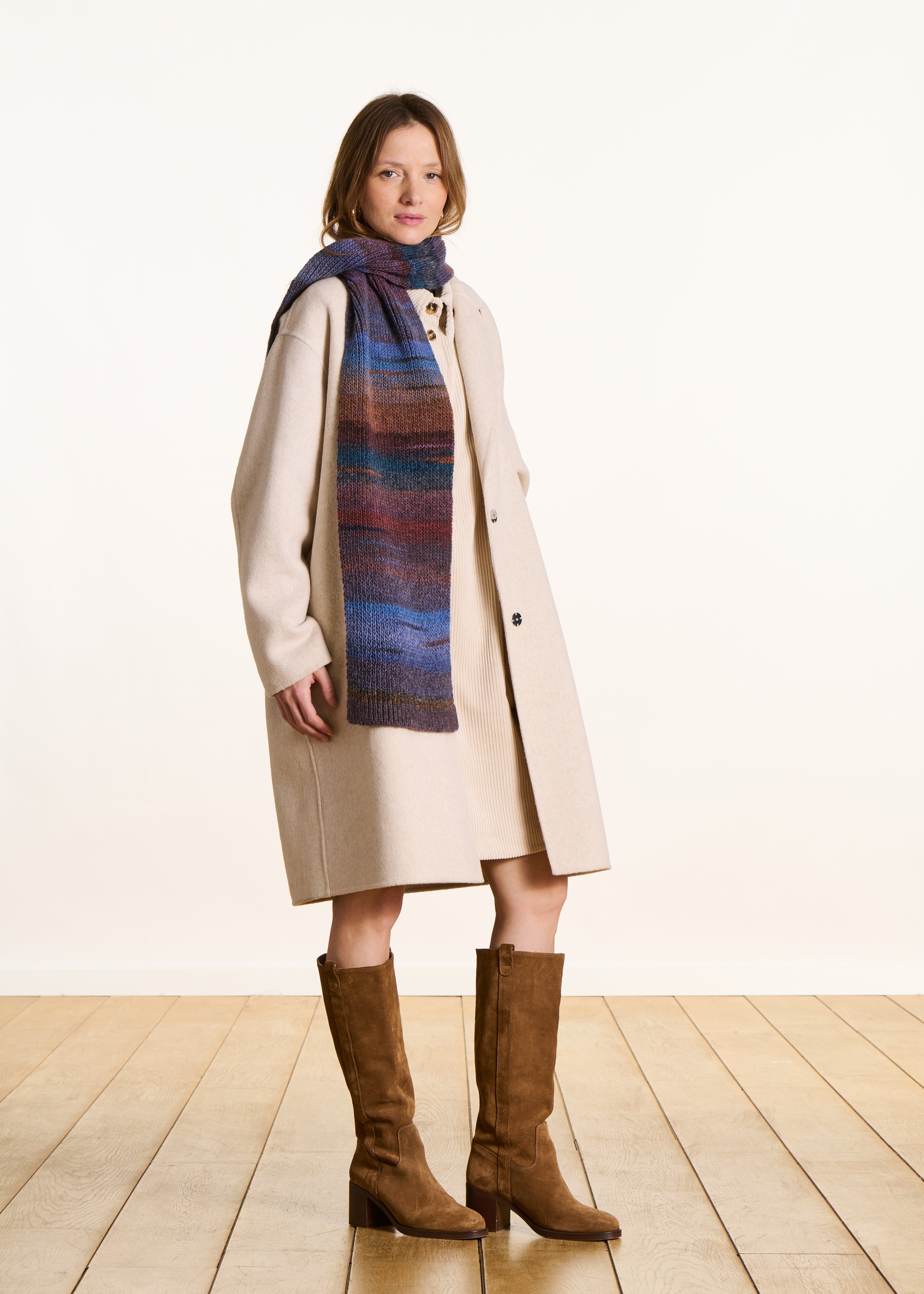 Écharpe tricotée multicolore