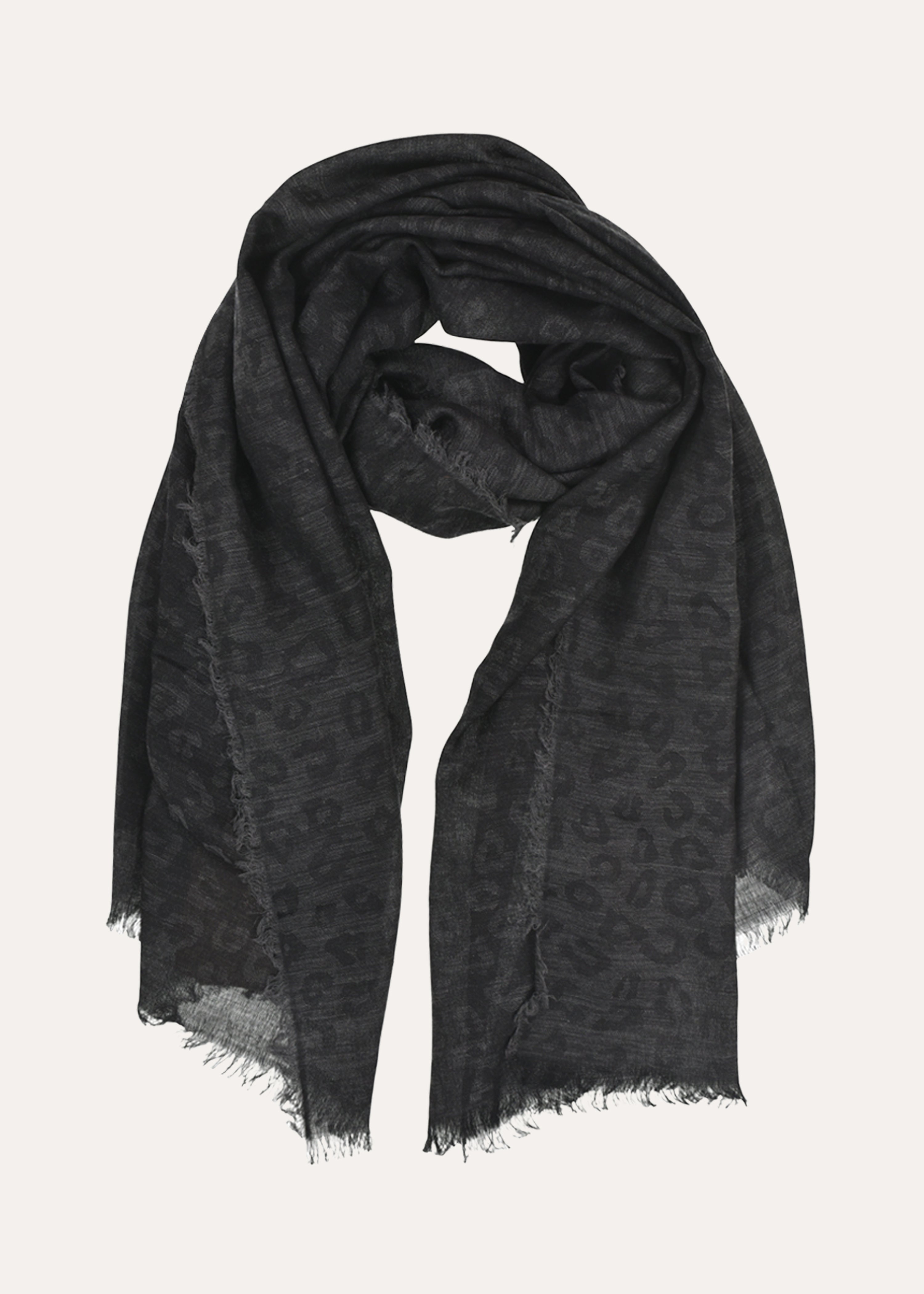 Foulard noir à imprimé léopard