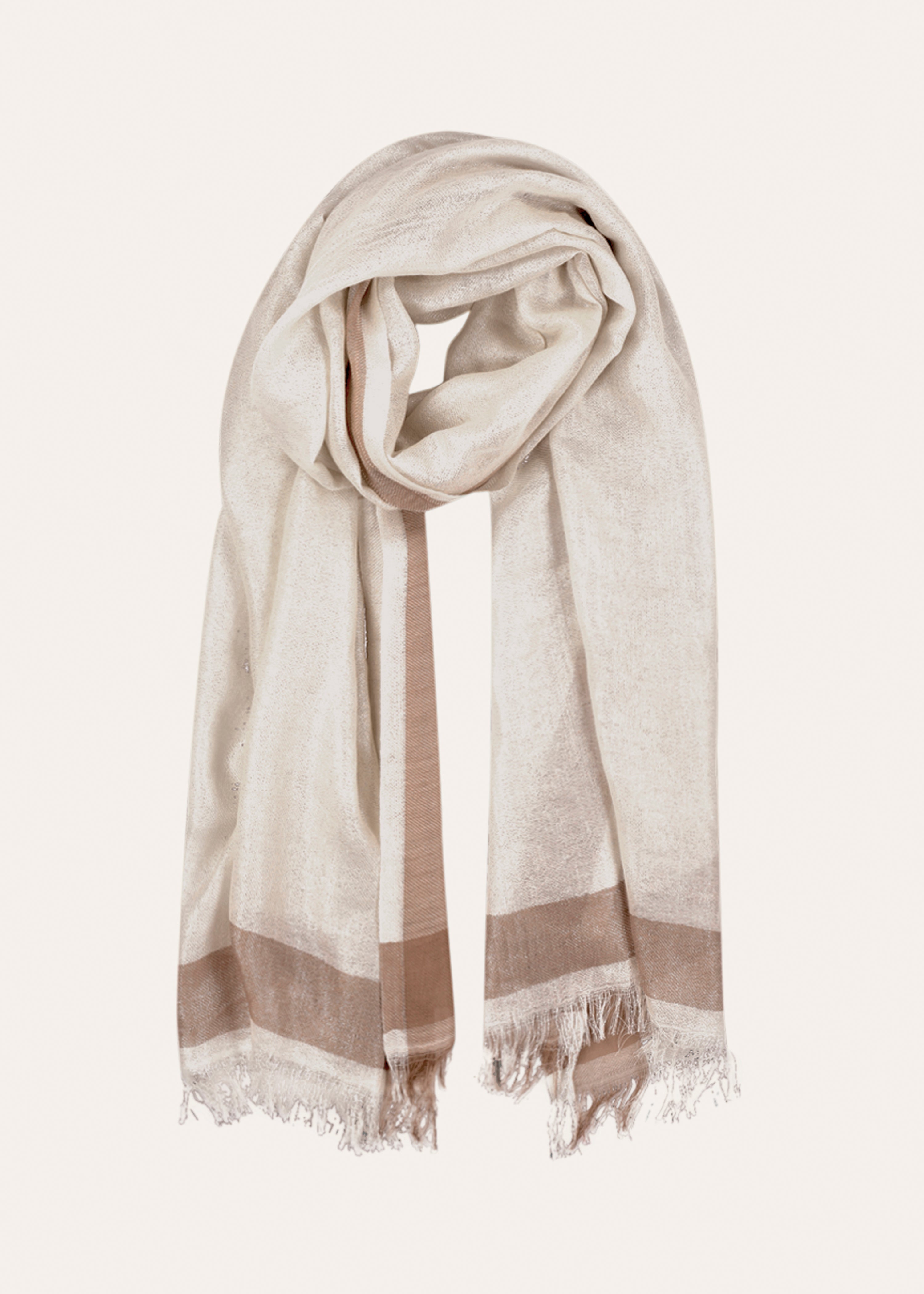 Foulard écru en laine et coton irisé