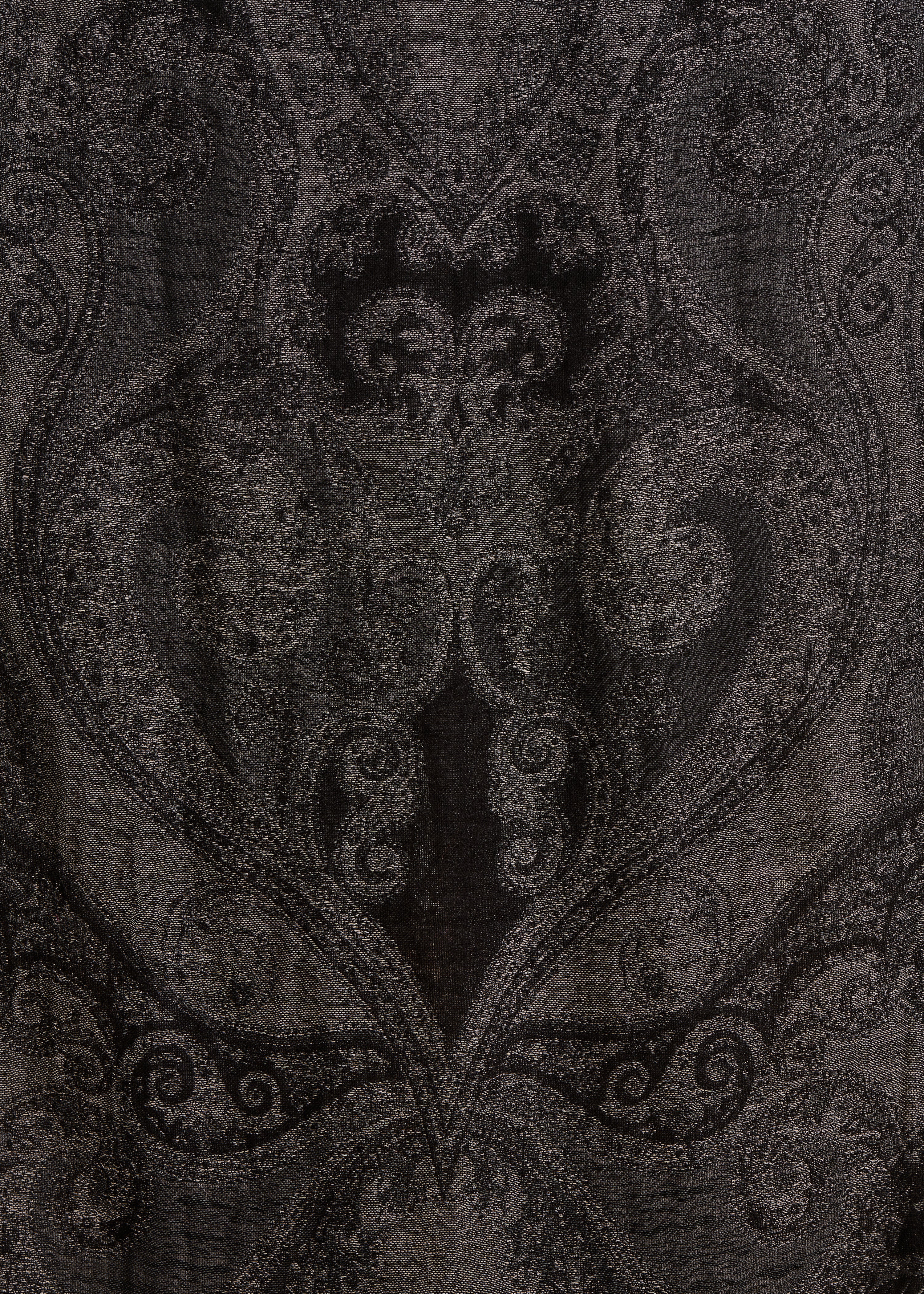 Black scarf with woven pattern in cotton and wool