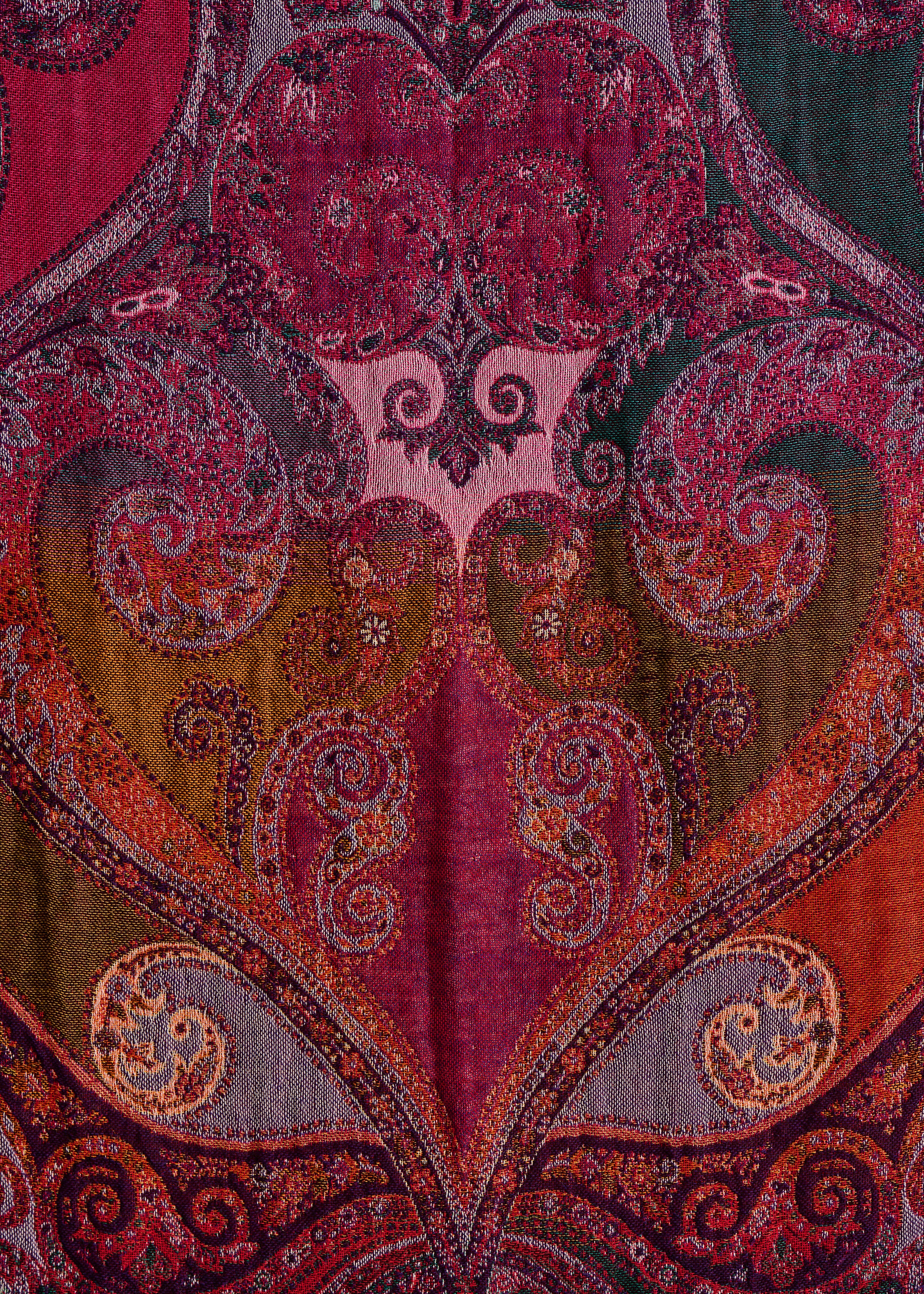 Écharpe rouge à motif tissé en coton et laine