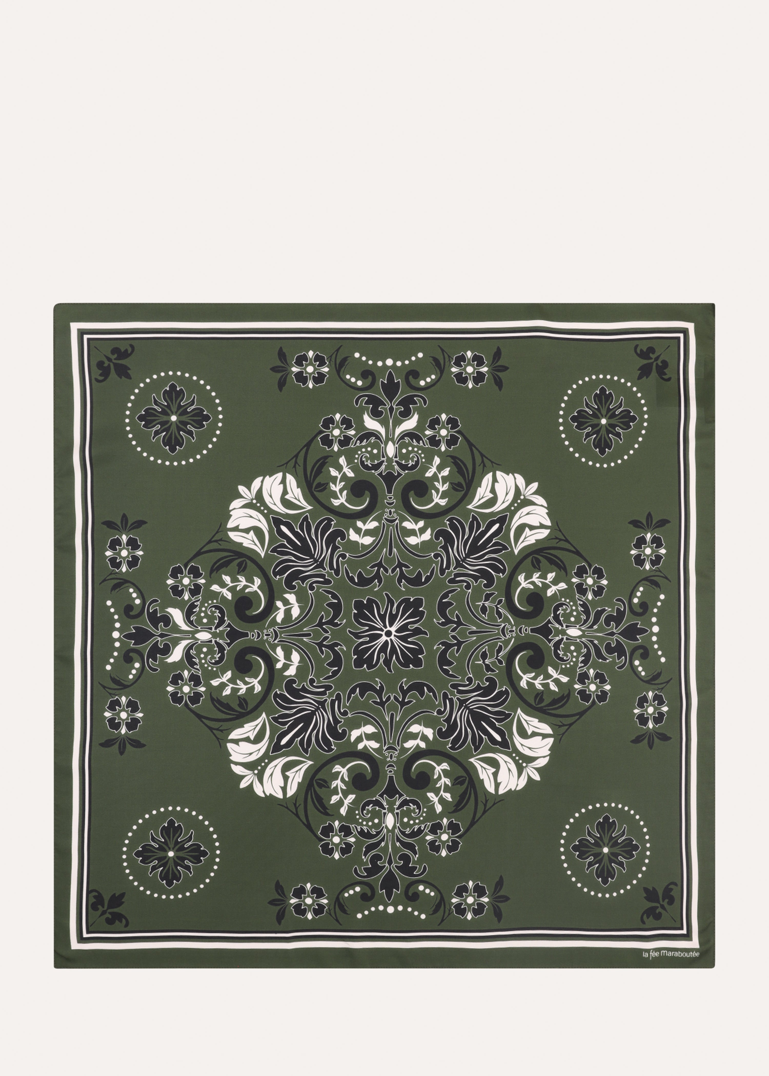 Carré de soie à imprimé bandana kaki