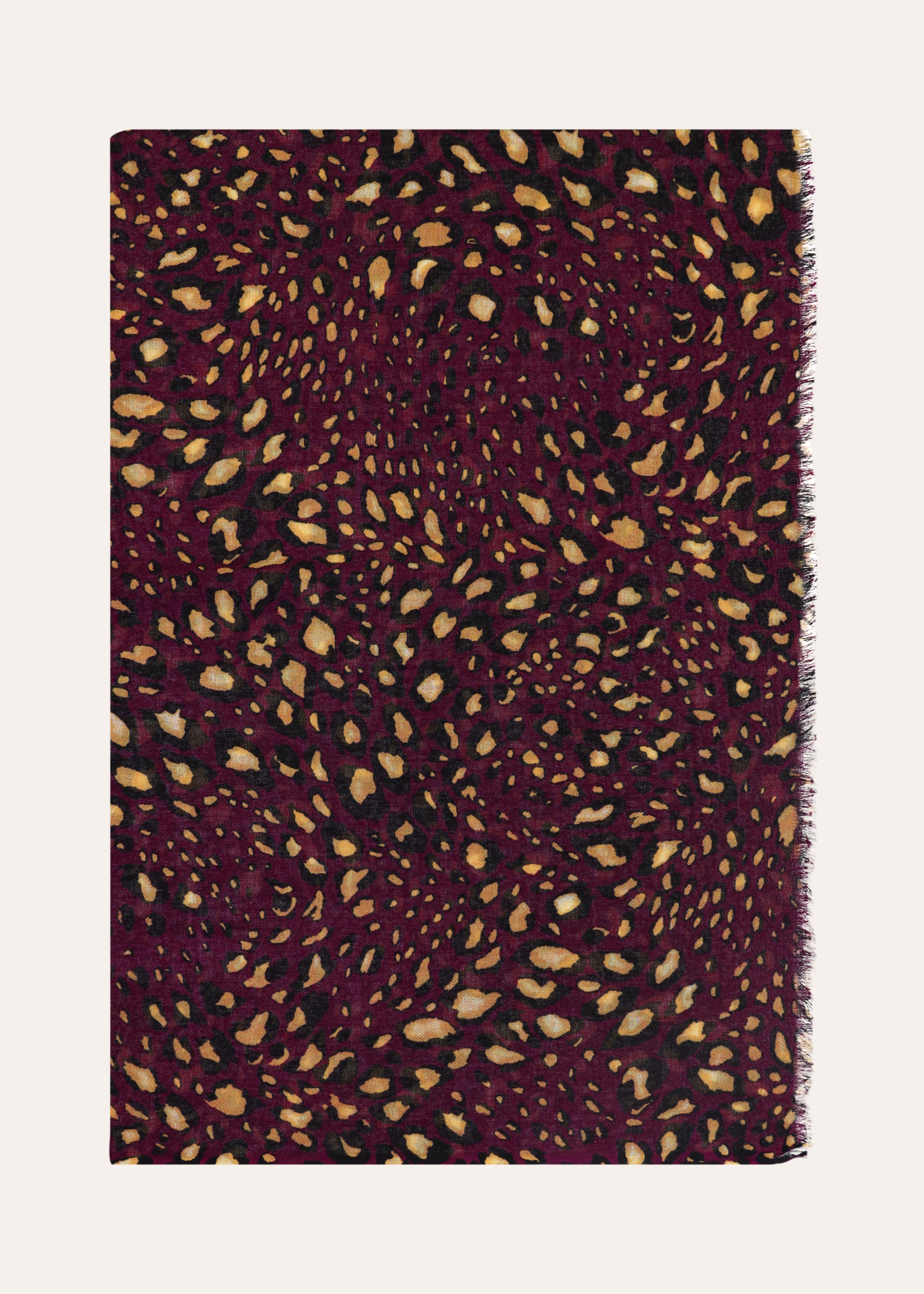 Écharpe bordeaux en laine imprimé animal