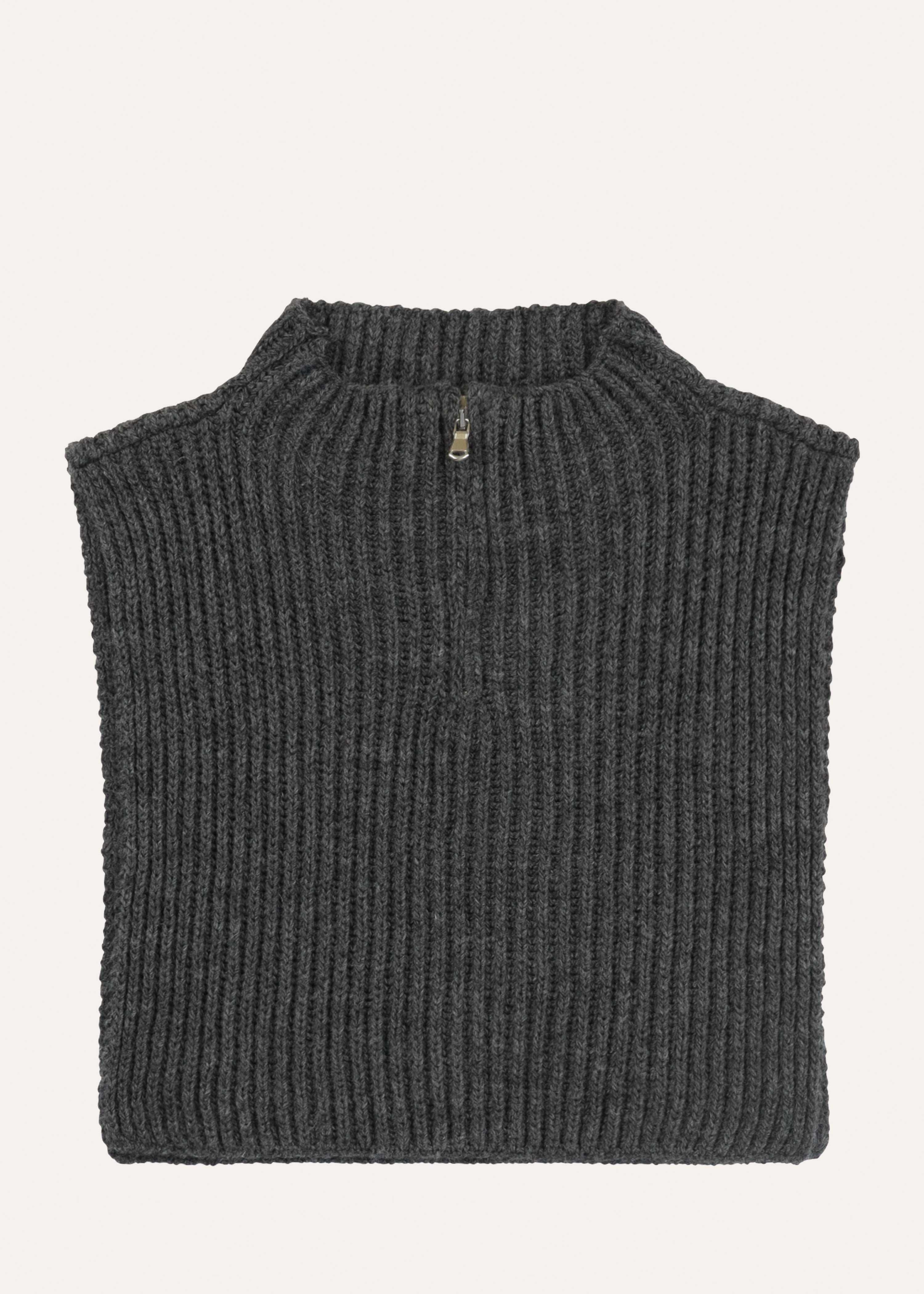 Grey zip-up mesh bib top