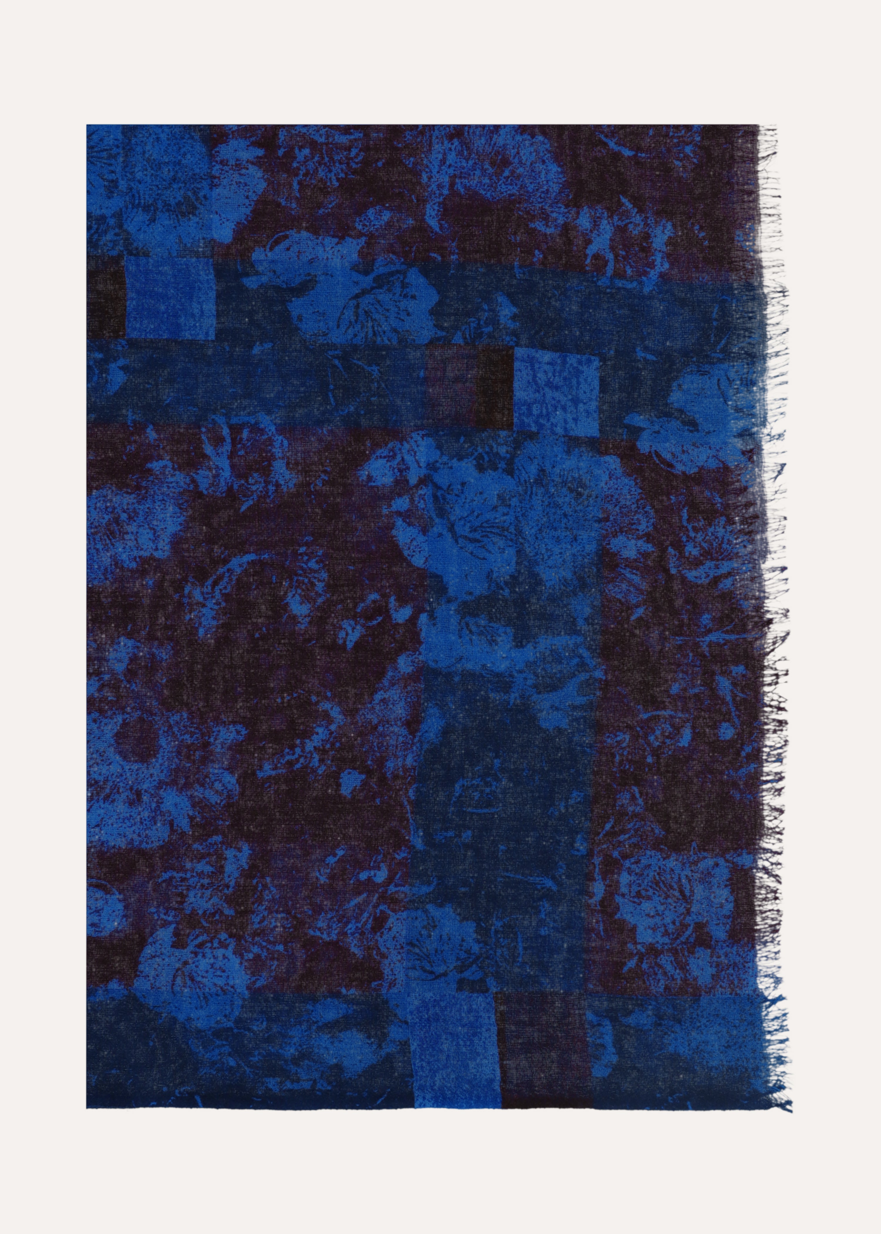 Écharpe bleu et prune en laine