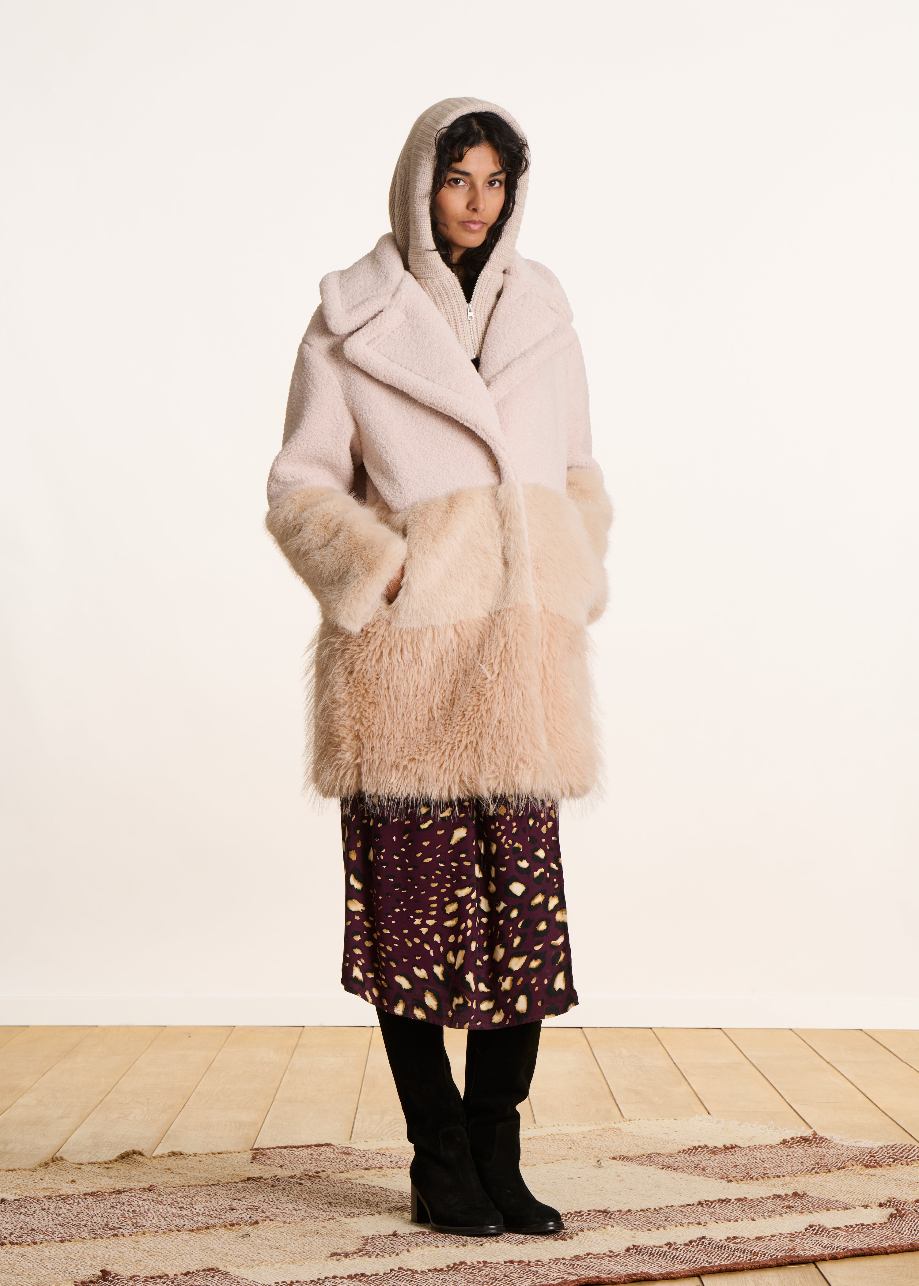 Capuche tricotée oversize beige