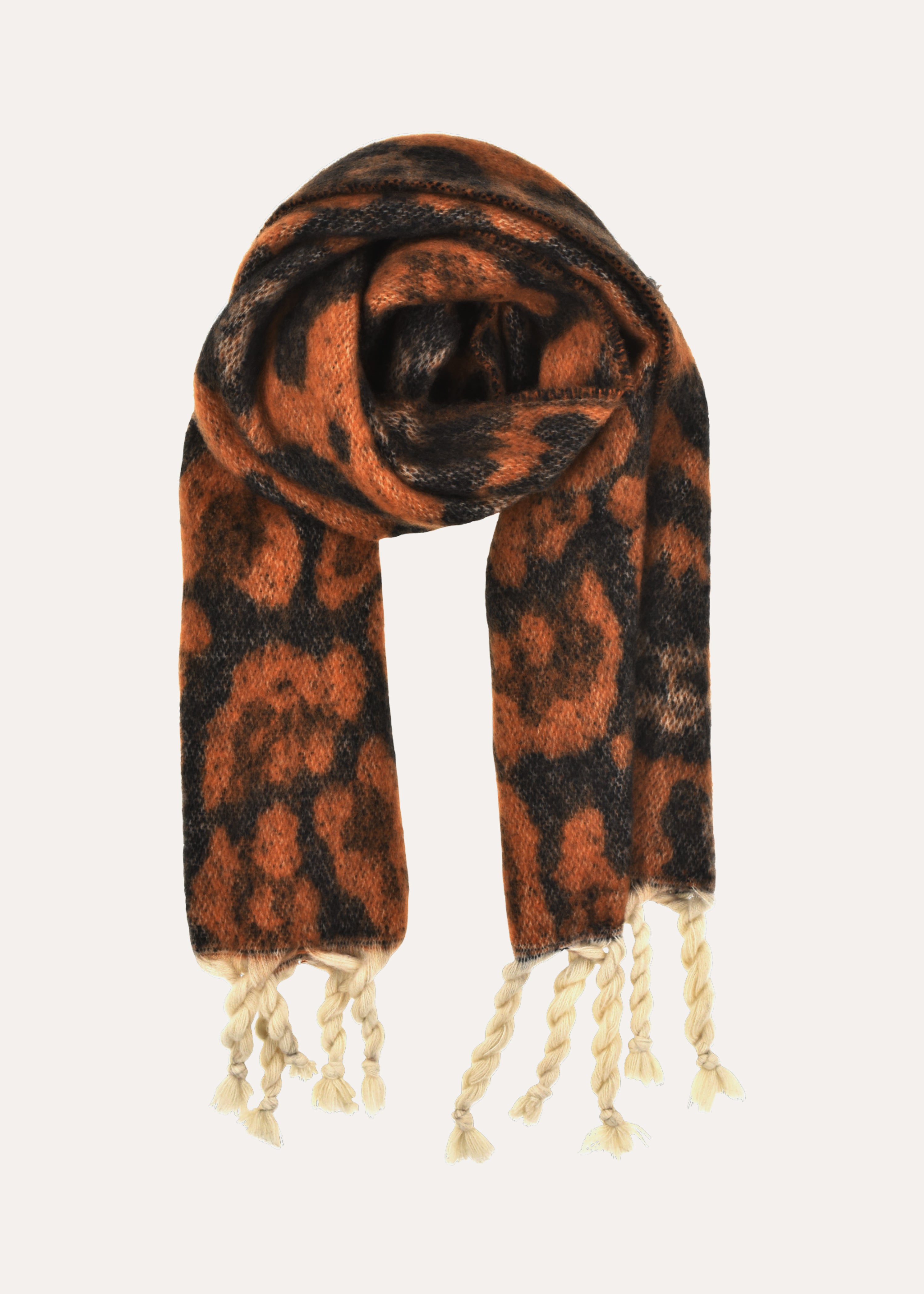 Écharpe large marron léopard