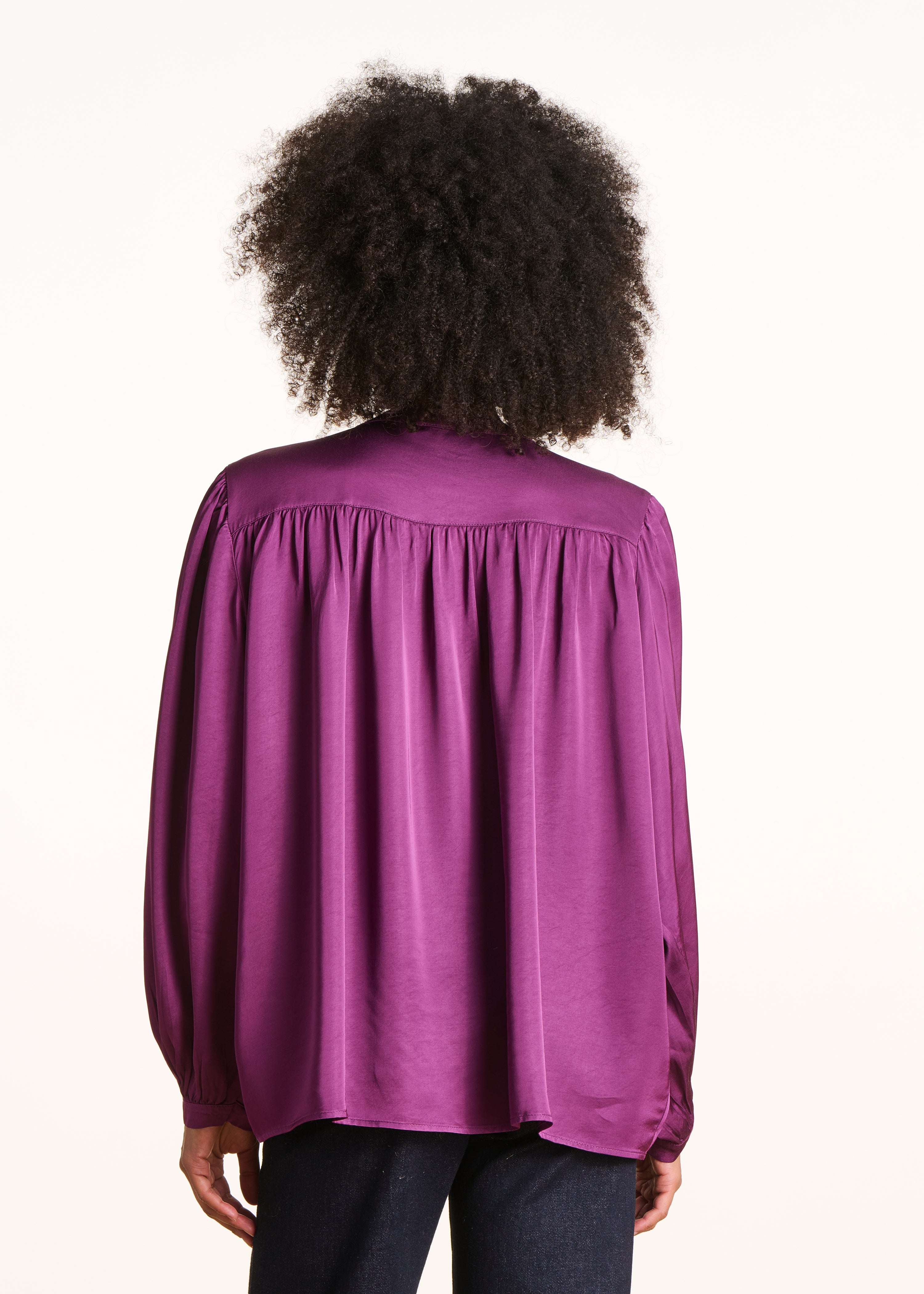 Loose purple satin shirt