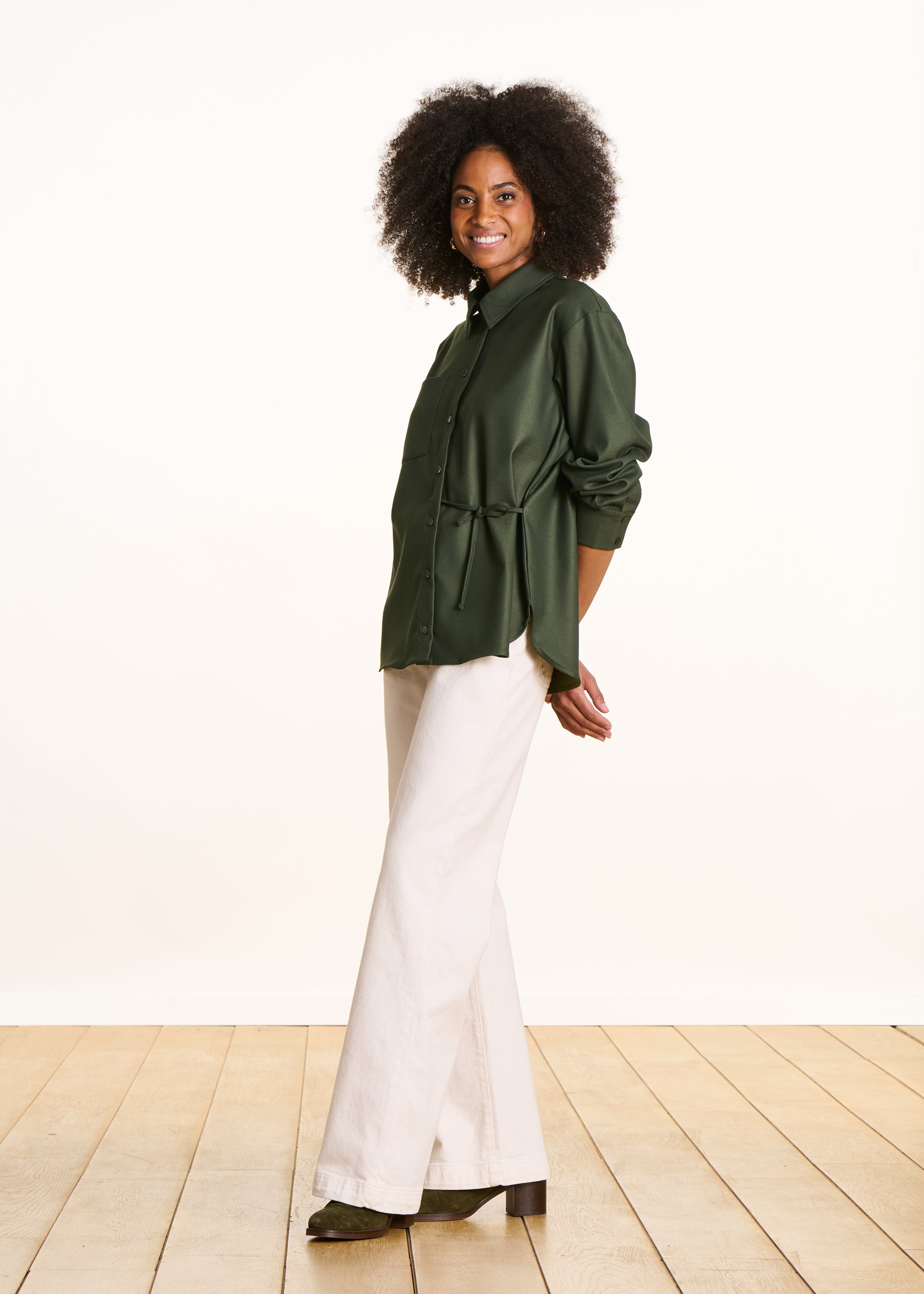 Chemise kaki ample en flanelle