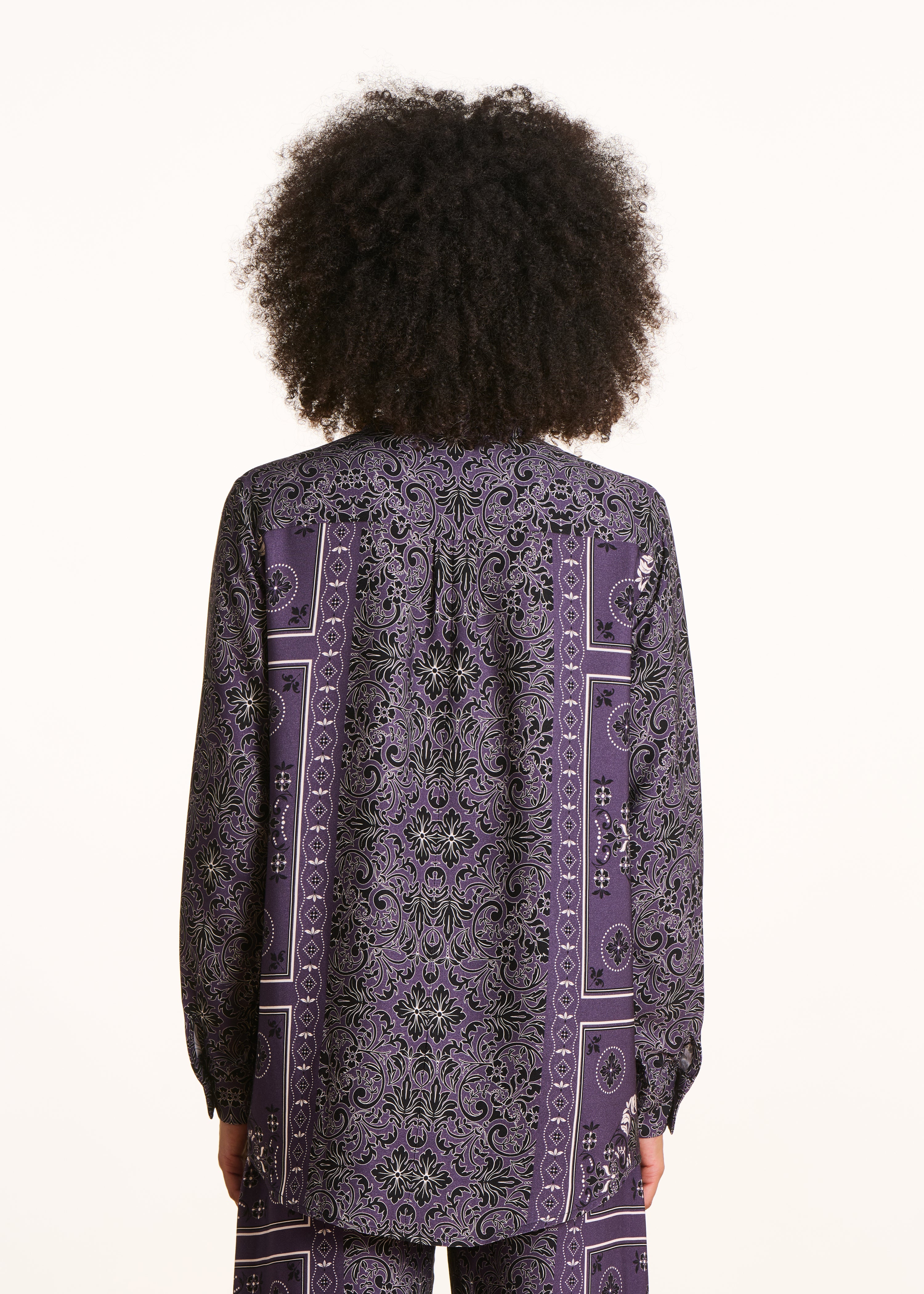 Chemise ample prune à imprimé foulard en twill