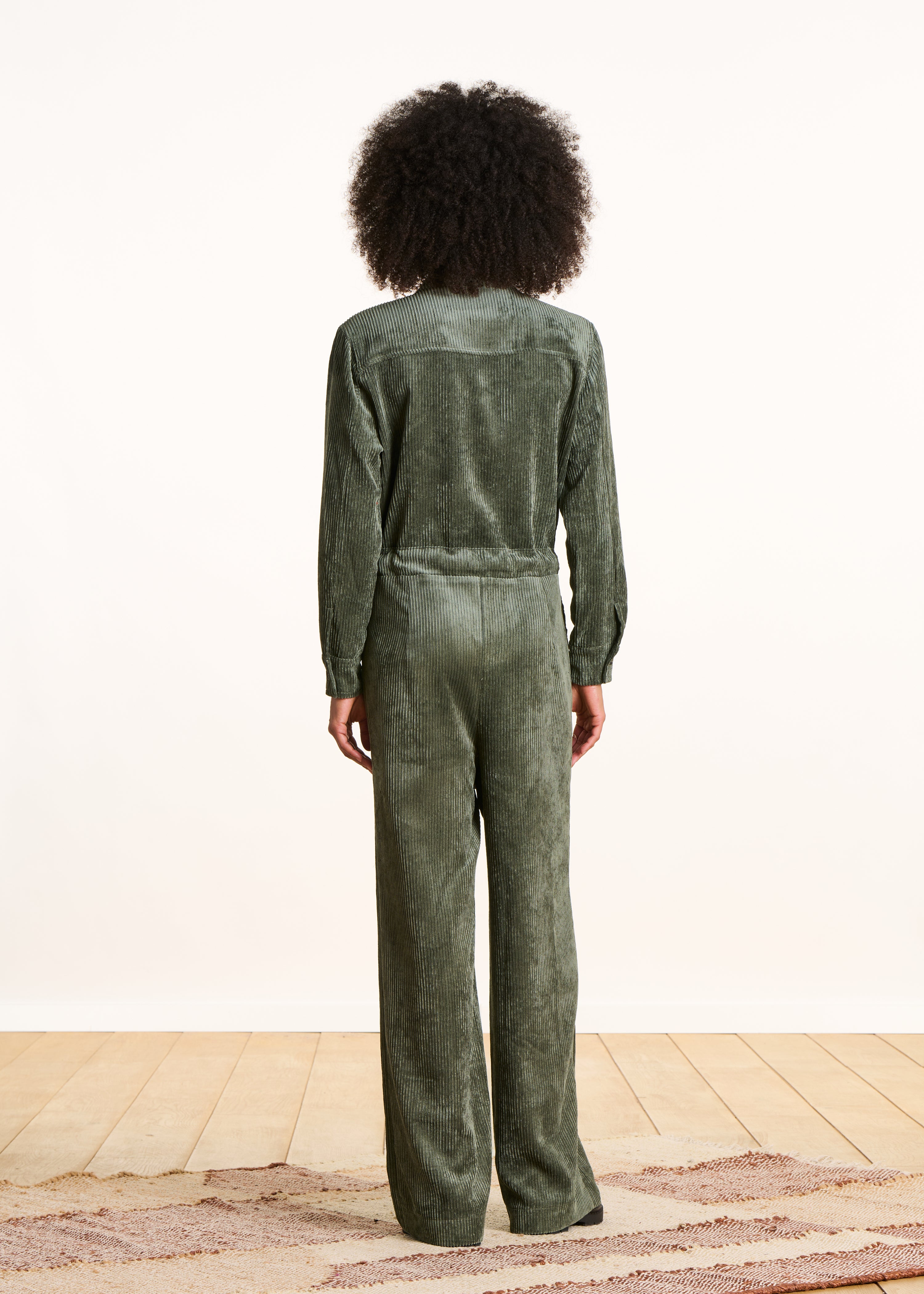 Corduroy khaki pantsuit
